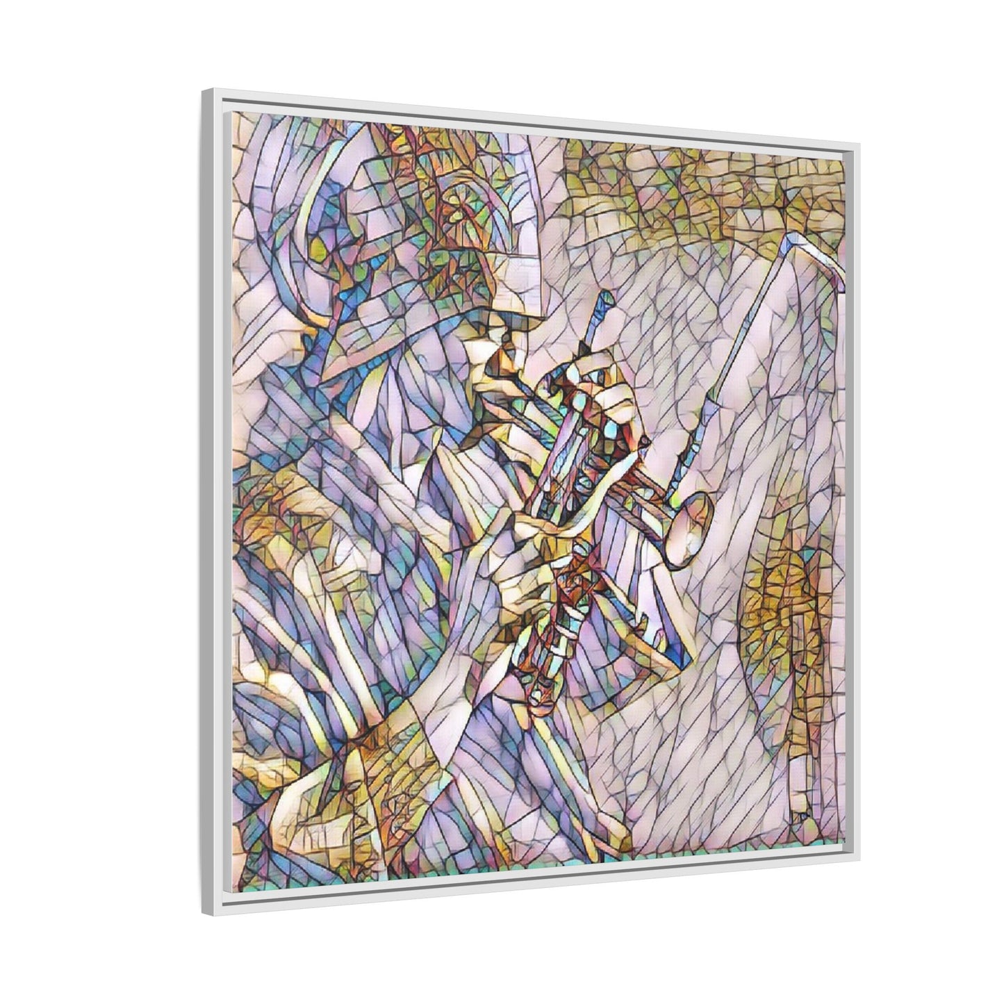 Framed Abstract Trumpet Player Matte Canvas Art