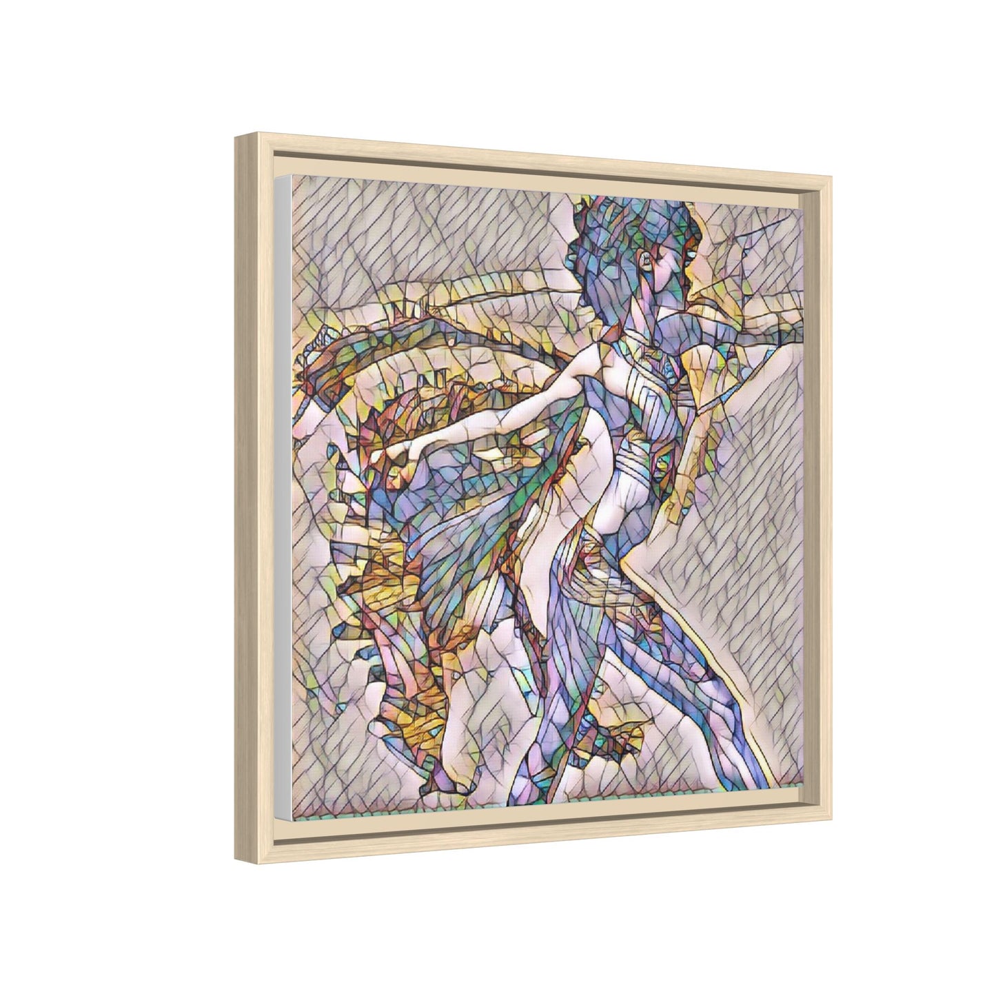 Abstract Stained-Glass Dancer Framed Canvas Art