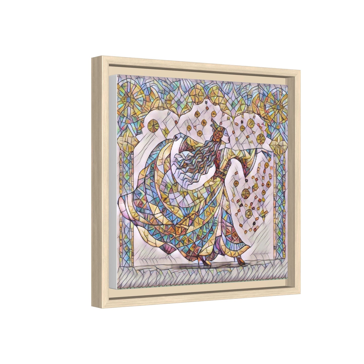 Stained Glass Dancing Dervish Framed Canvas Art
