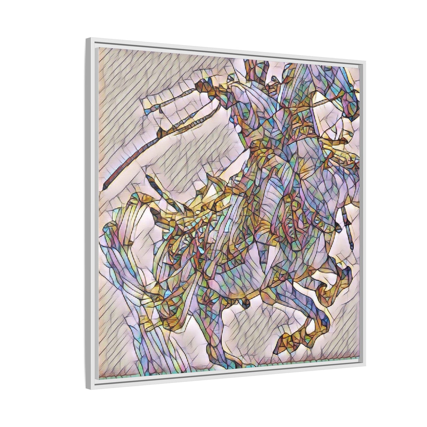Framed Abstract Stained-Glass Horse Canvas