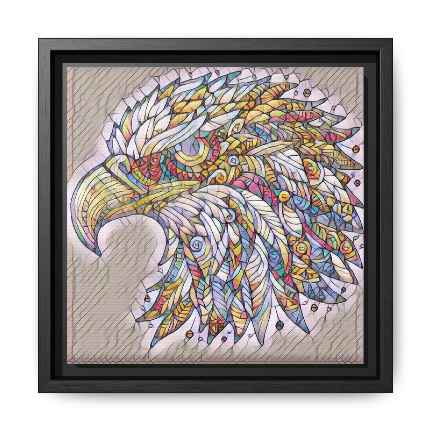 Colorful Eagle Head Matte Framed Canvas Art