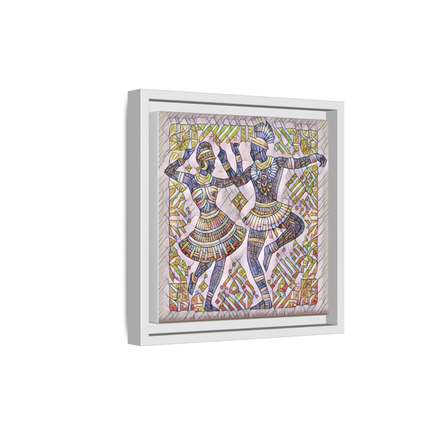 Framed Matte Canvas Print — Colorful Tribal Dancers Wall Art