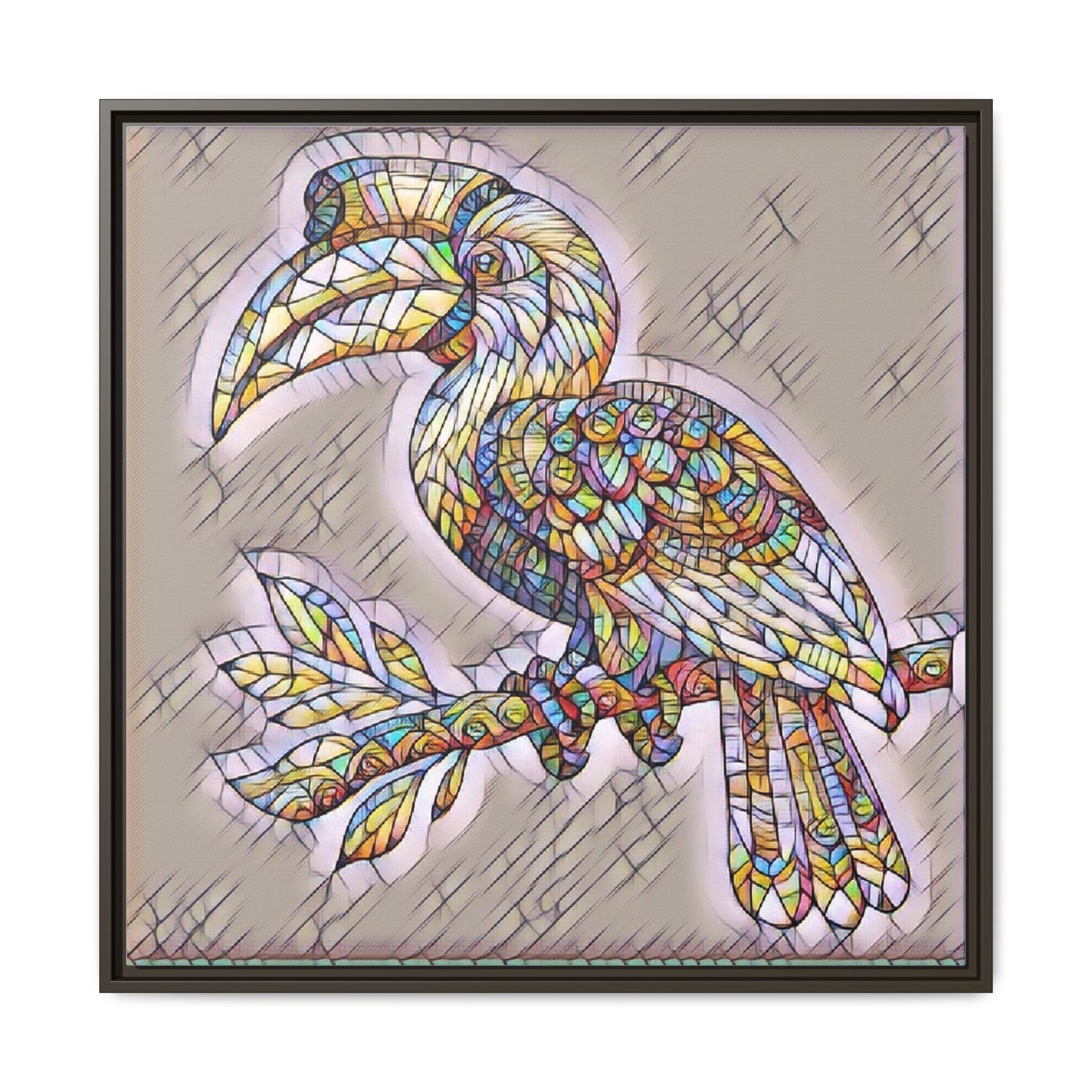 Colorful Stained Glass Toucan Matte Canvas Framed Wall Art