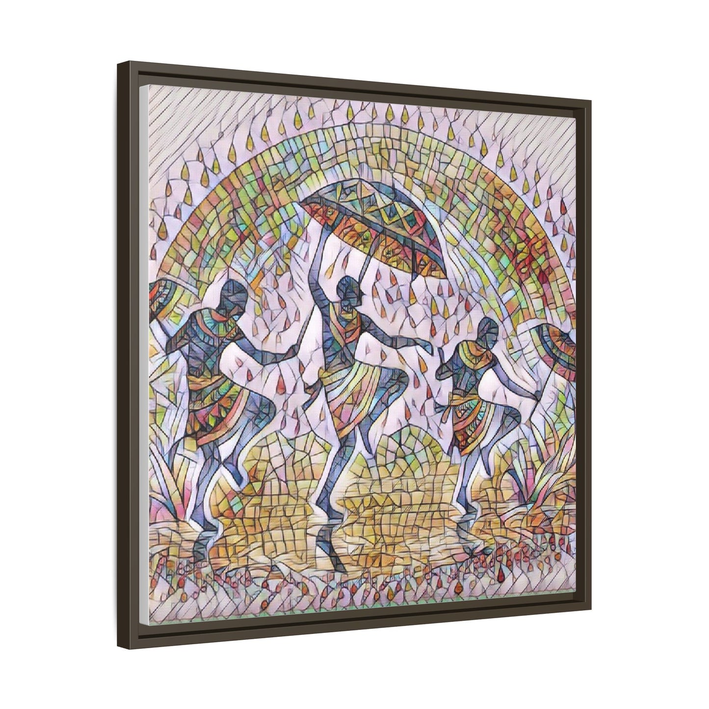Framed Canvas Art — Colorful African Dance Mosaic
