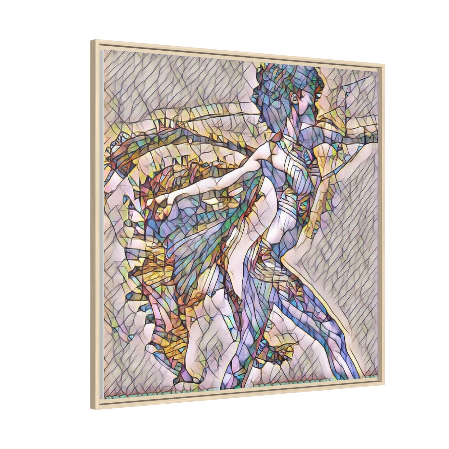 Abstract Stained-Glass Dancer Framed Canvas Art