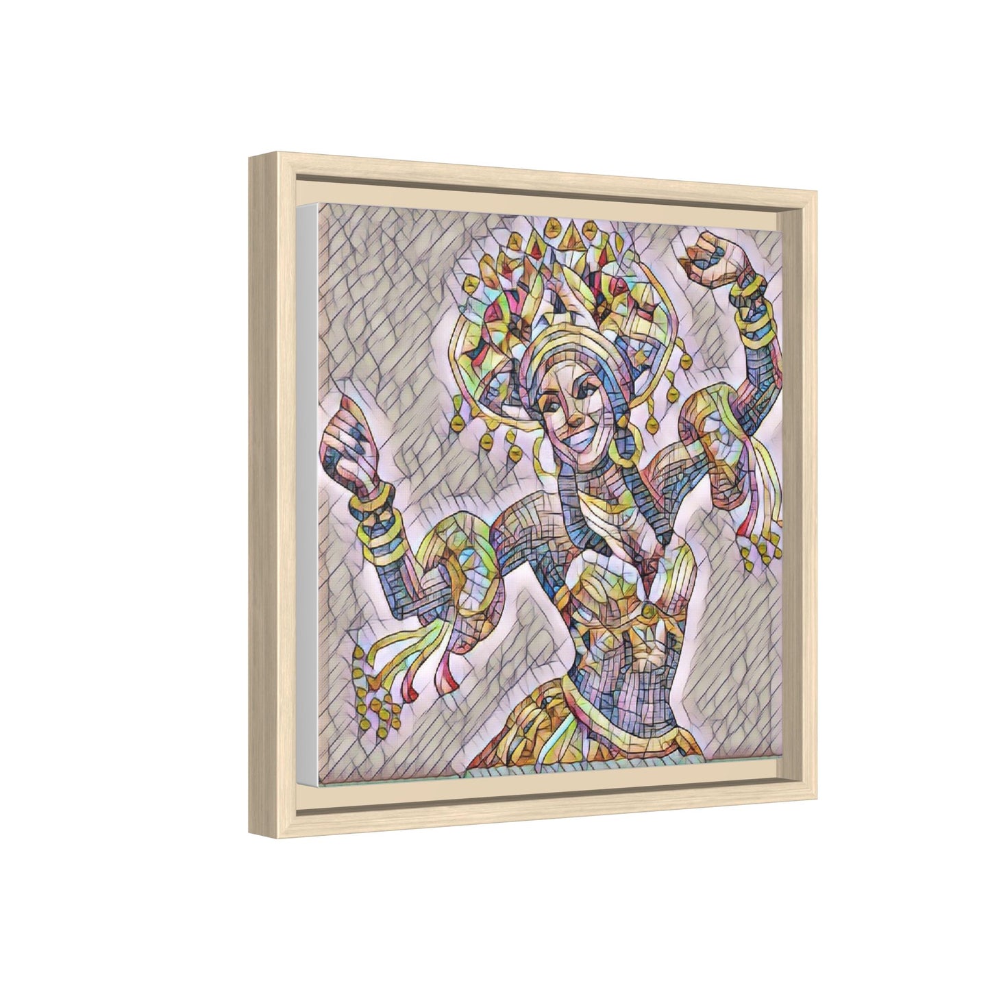 Framed Matte Canvas: Colorful Carnival Dancer Artwork – Vibrant Ethnic Dance Wall Art