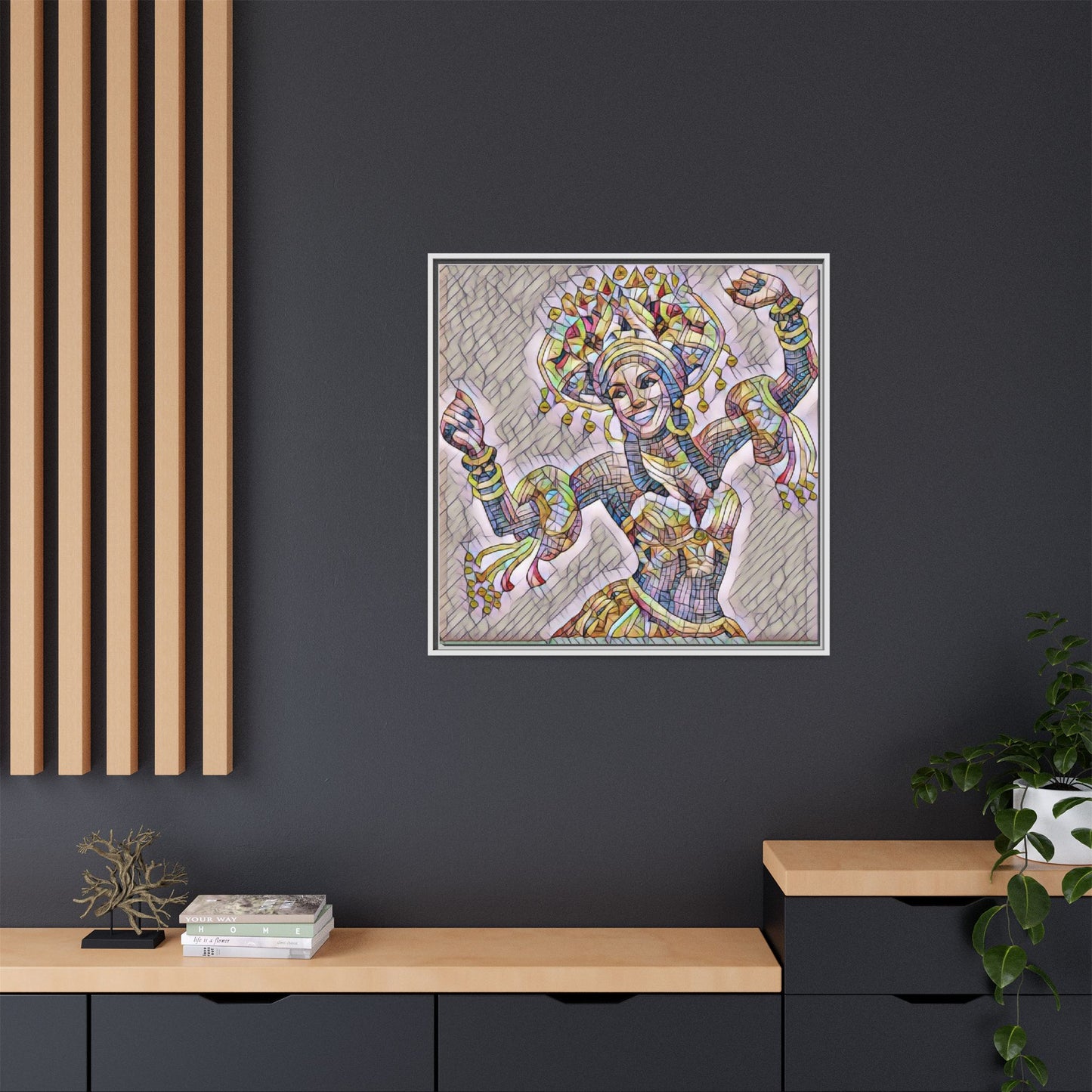 Framed Matte Canvas: Colorful Carnival Dancer Artwork – Vibrant Ethnic Dance Wall Art