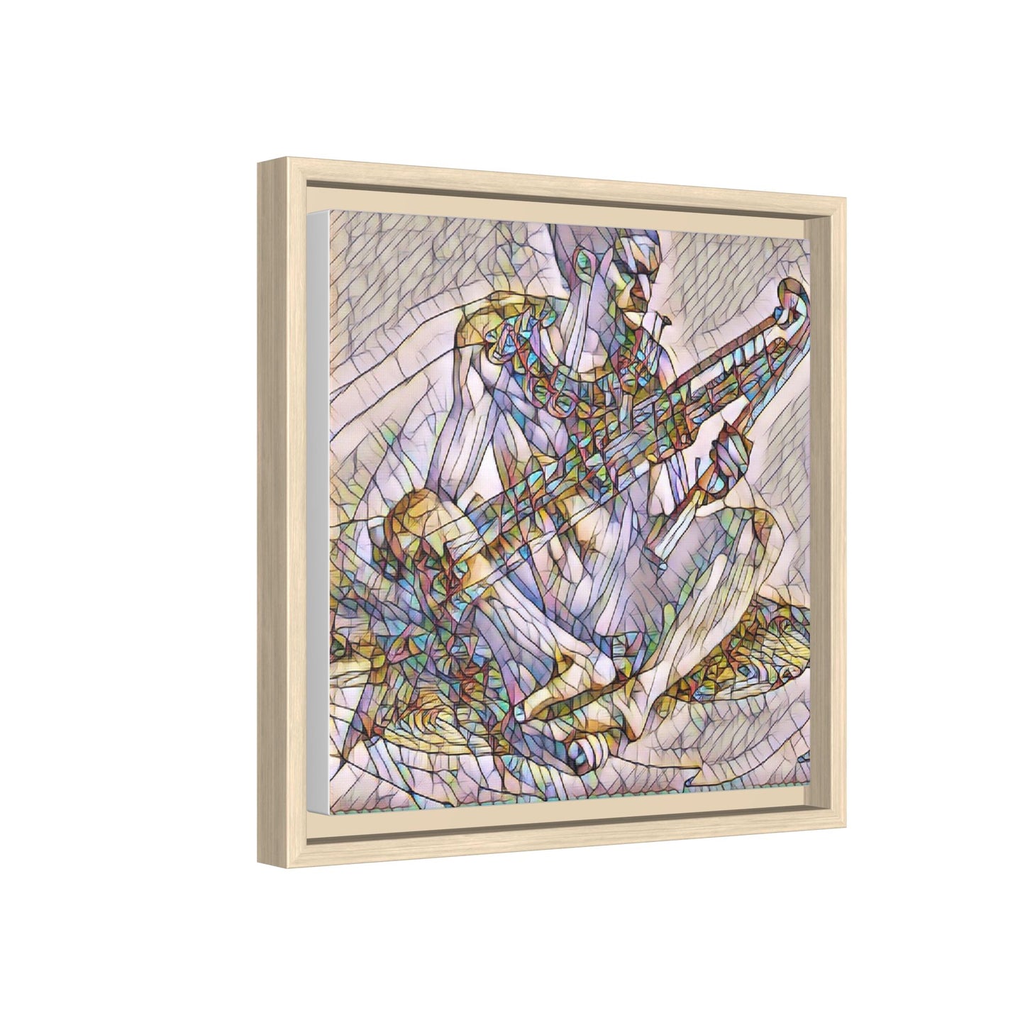 Framed Abstract Musician Canvas Art — Multicolor Modern Wall Decor