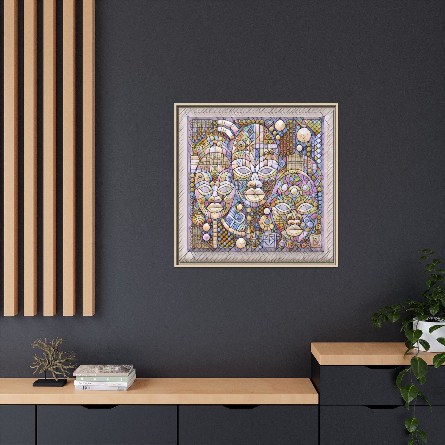 Abstract African Mask Art — Framed Matte Canvas Wall Art