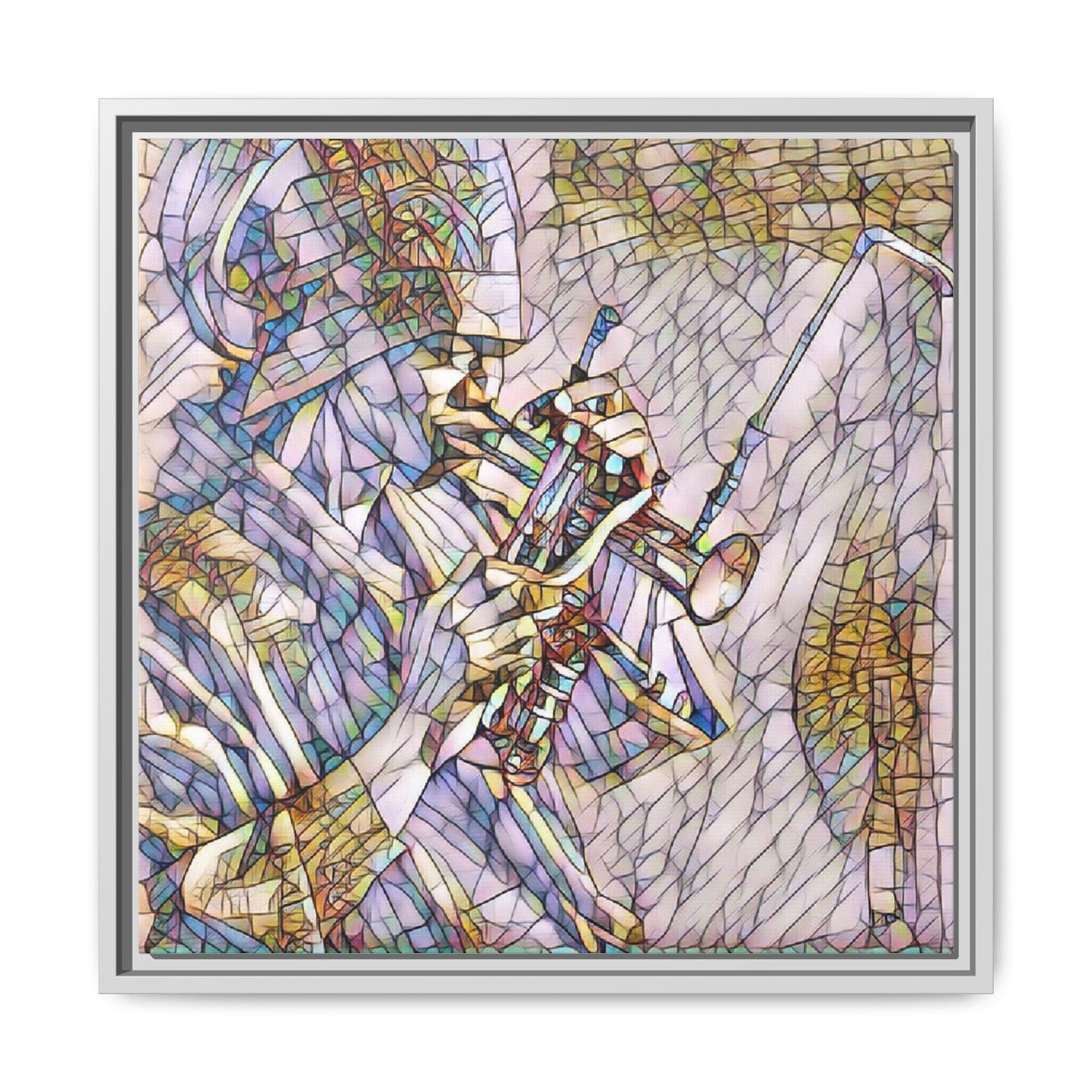 Framed Abstract Trumpet Player Matte Canvas Art