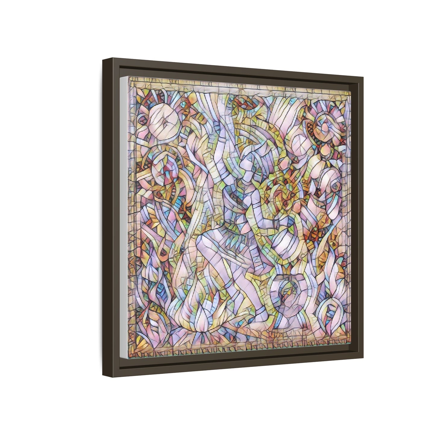 Abstract Stained Glass Dance Matte Framed Canvas
