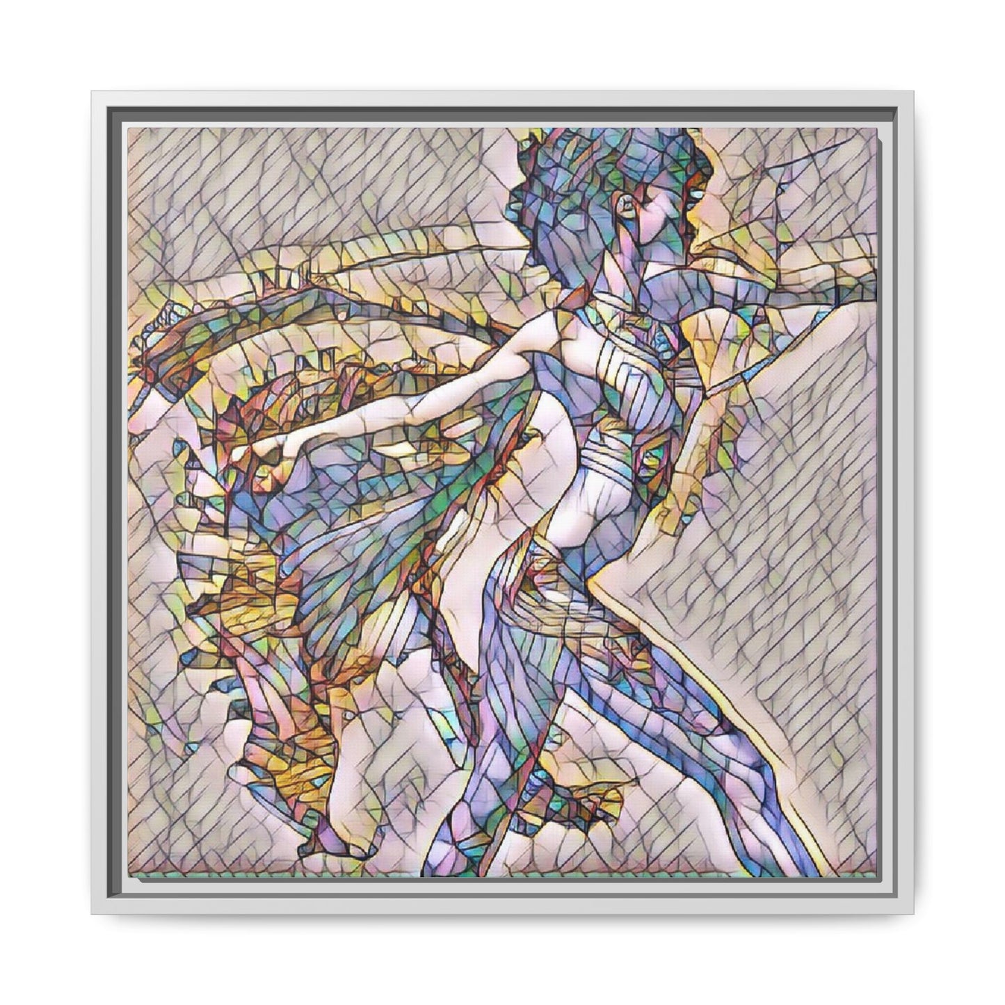 Abstract Stained-Glass Dancer Framed Canvas Art