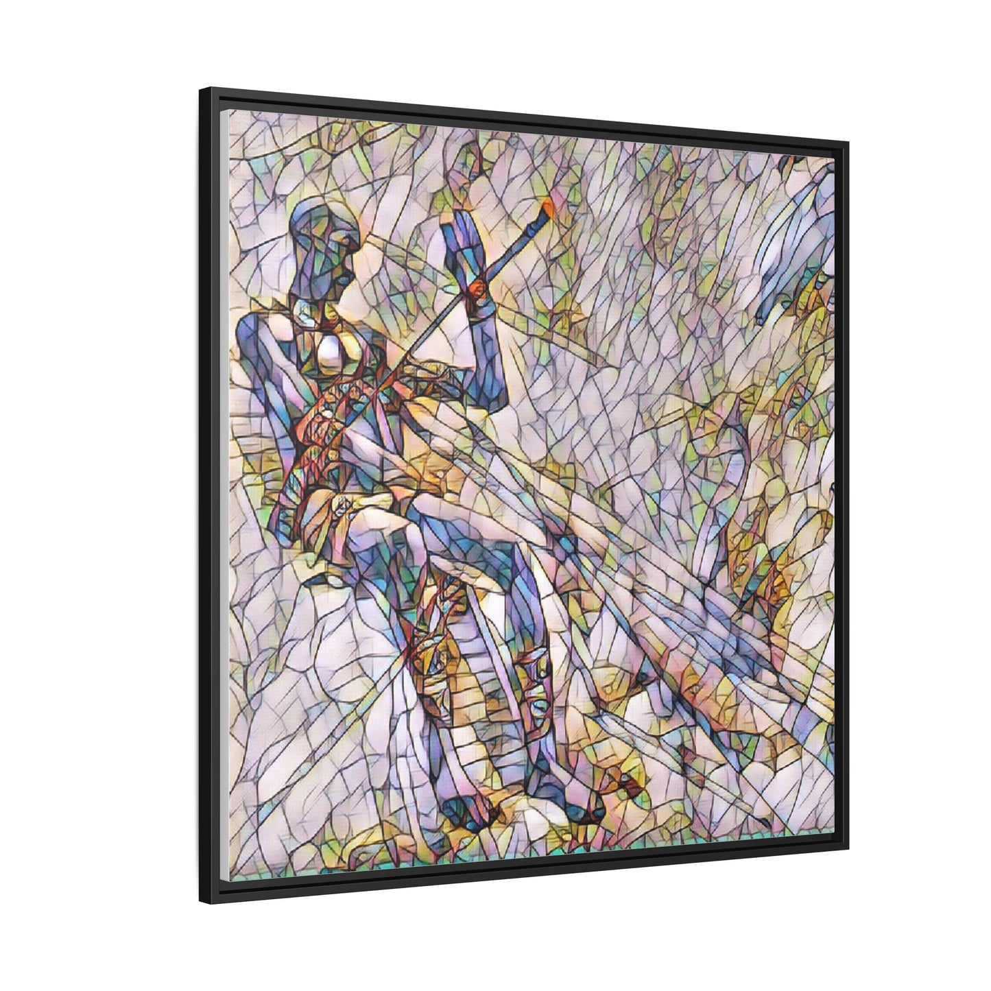 Abstract Stained-Glass Warrior Framed Canvas