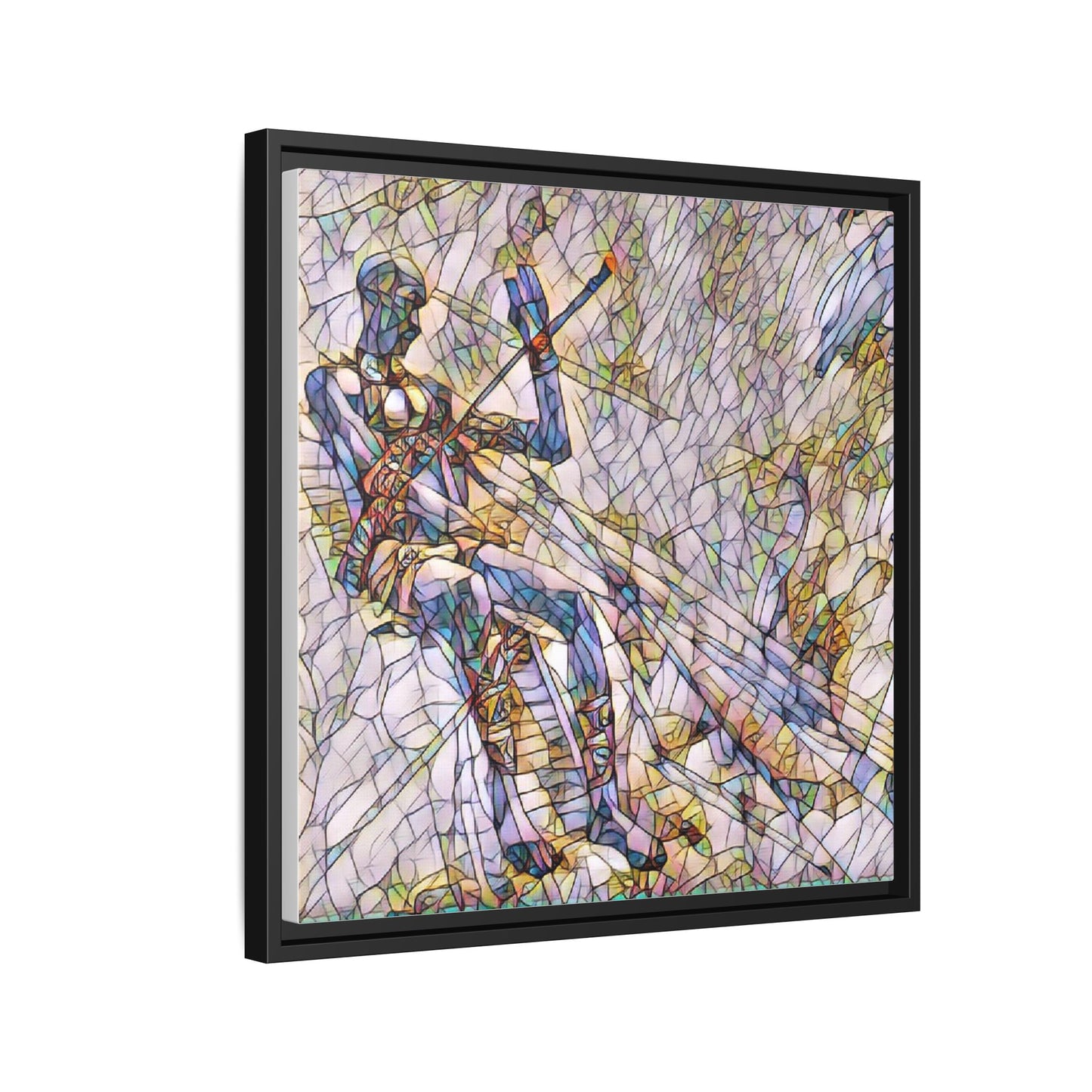 Abstract Stained-Glass Warrior Framed Canvas