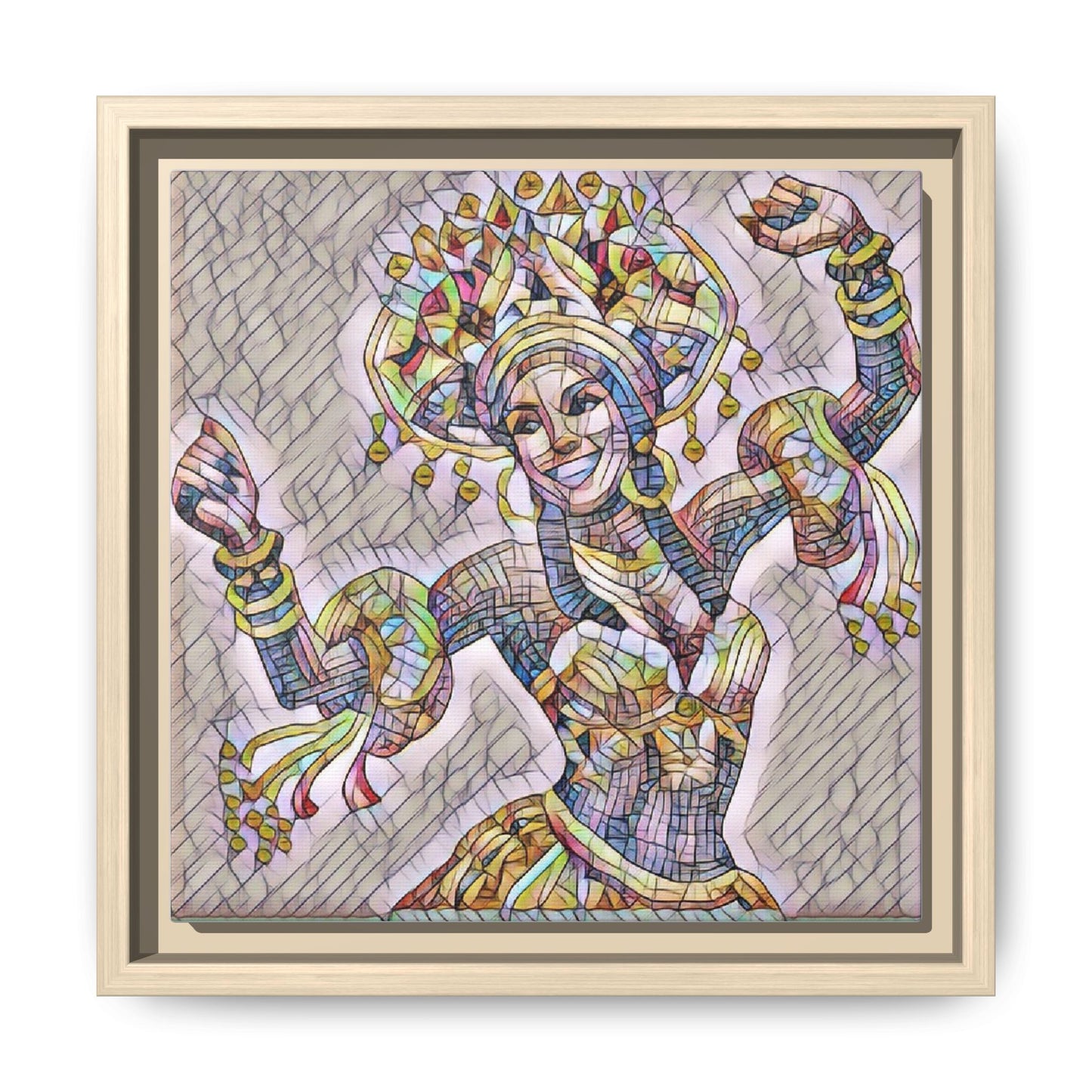 Framed Matte Canvas: Colorful Carnival Dancer Artwork – Vibrant Ethnic Dance Wall Art