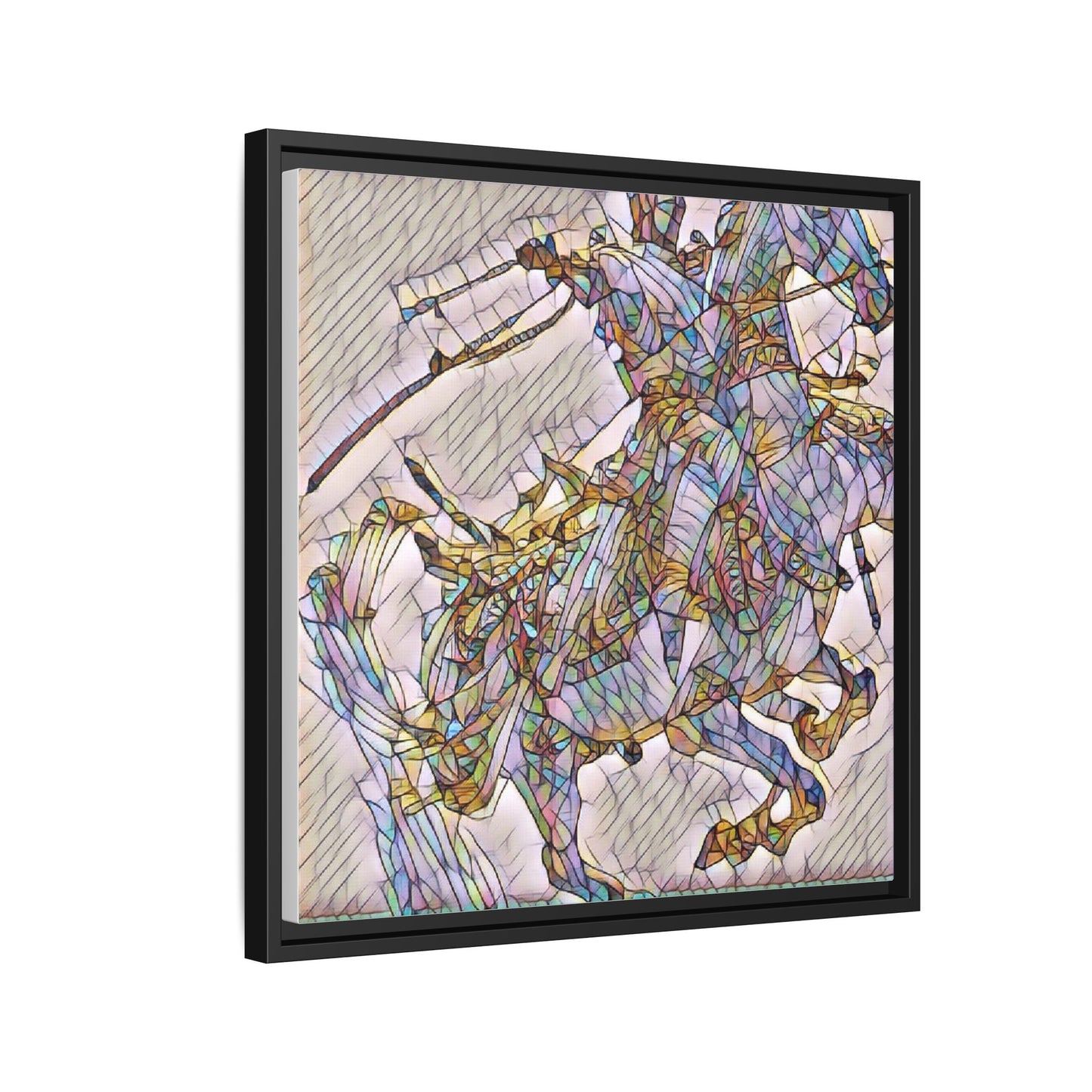 Framed Abstract Stained-Glass Horse Canvas