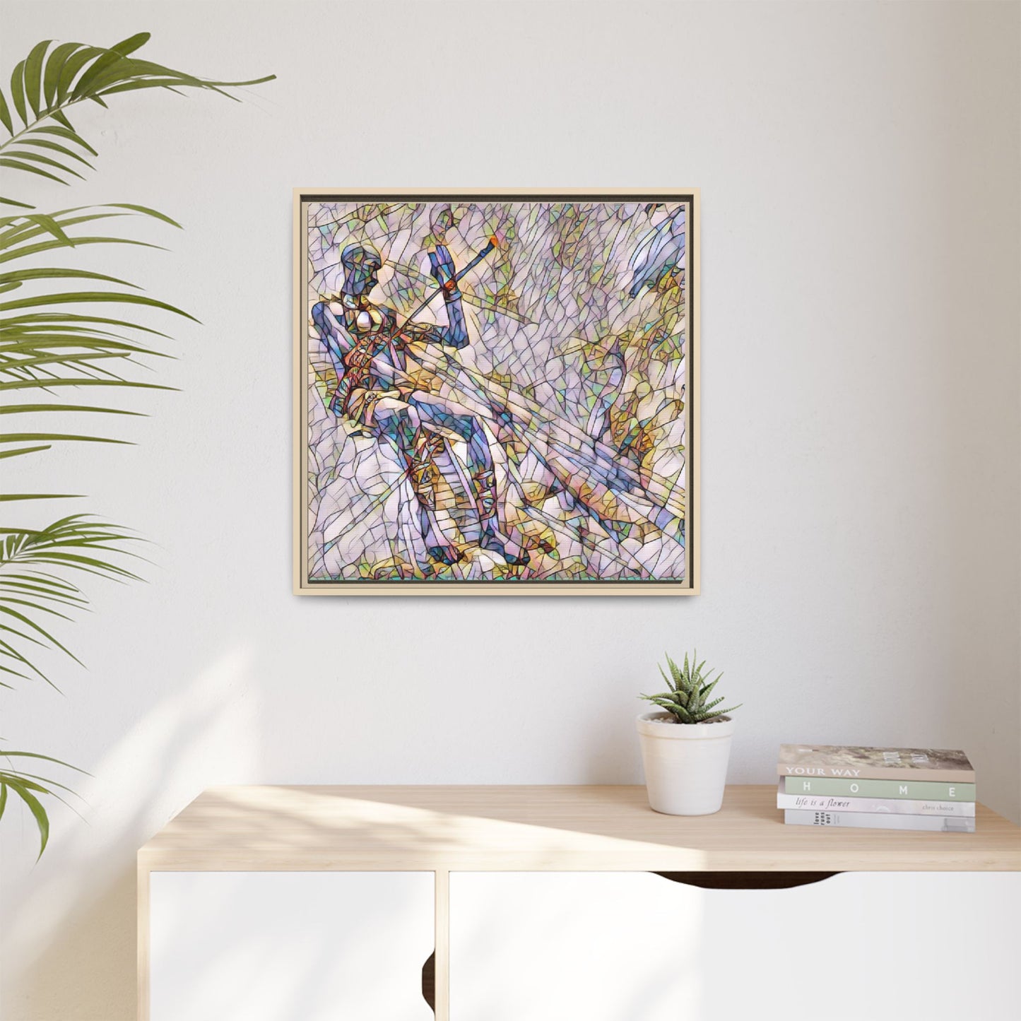 Abstract Stained-Glass Warrior Framed Canvas