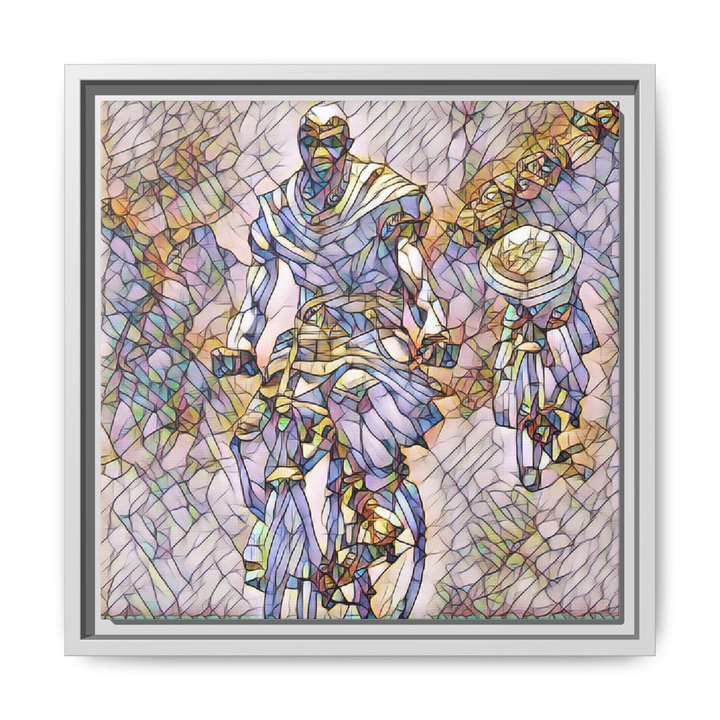 Framed Matte Canvas — Abstract Cyclist Artwork (Multi‑Color)