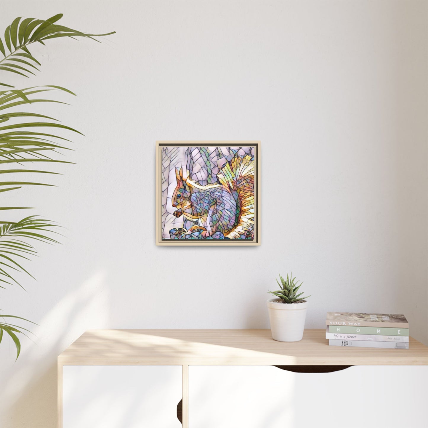 Framed Squirrel Mosaic Matte Canvas Wall Art