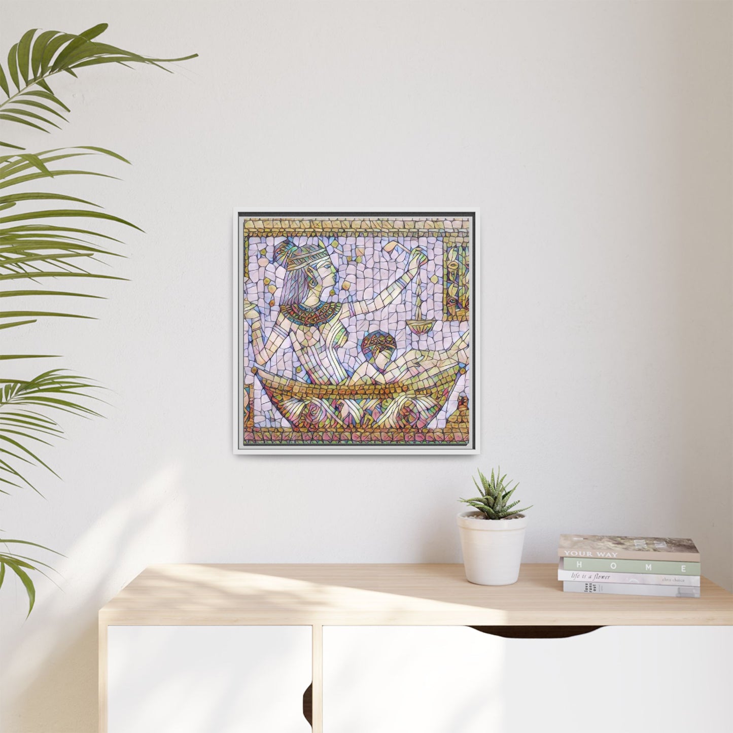 Egyptian Mosaic Goddess Matte Canvas Print (Framed)