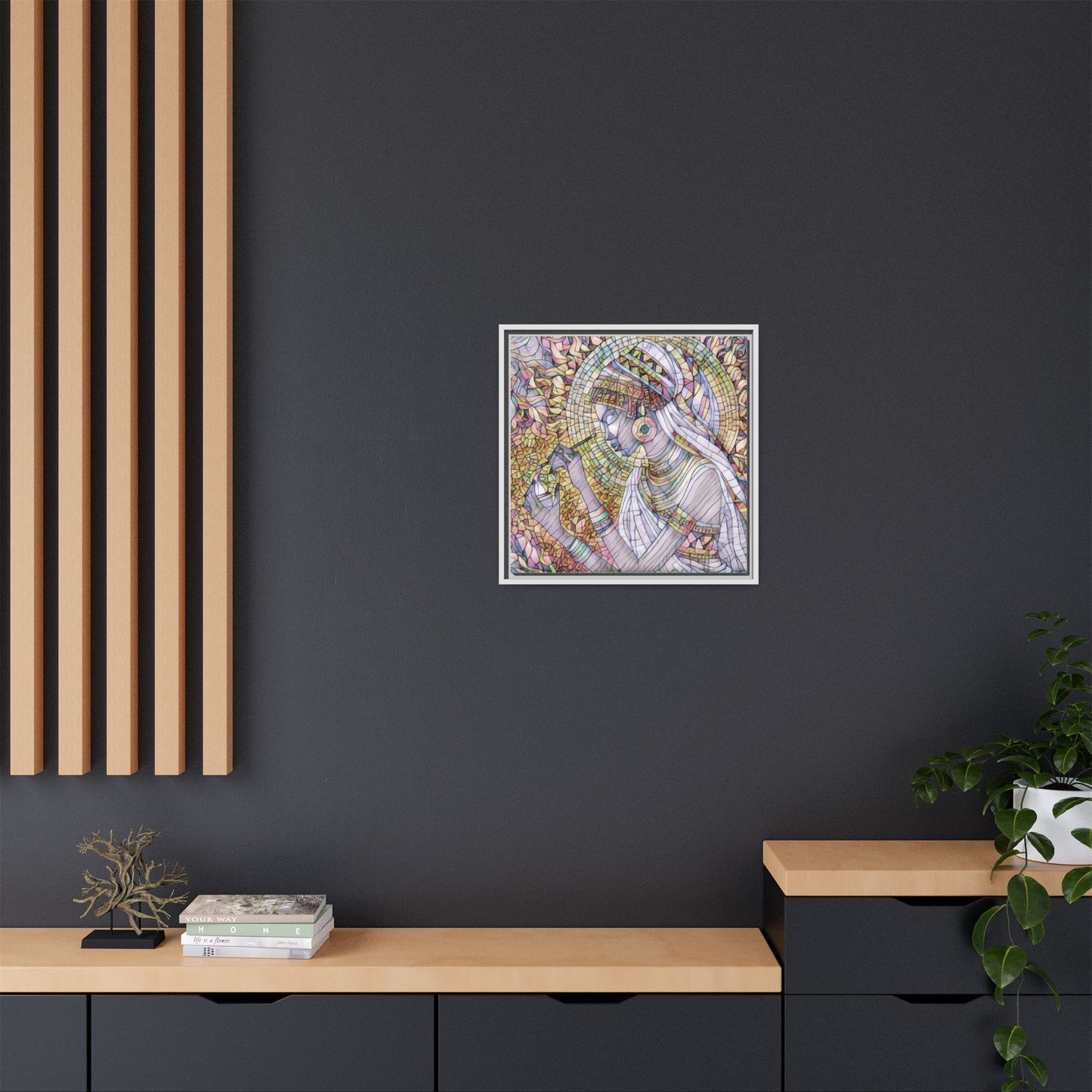 Egyptian Goddess Stained-Glass Matte Canvas (Framed)
