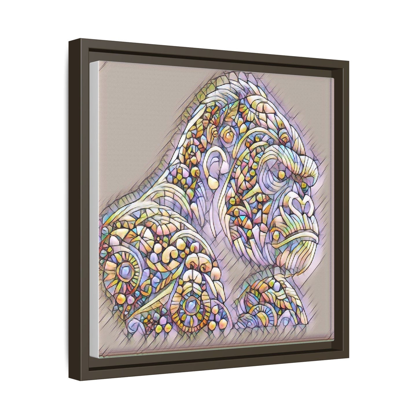 Colorful Ornate Gorilla Matte Canvas Framed Wall Art