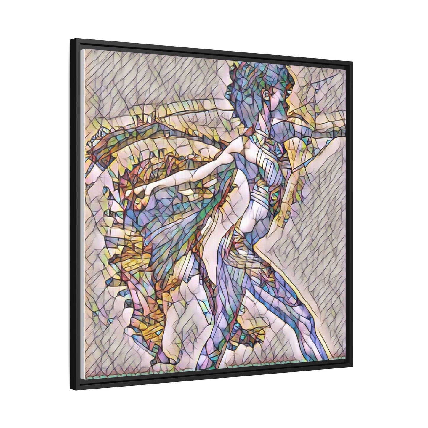 Abstract Stained-Glass Dancer Framed Canvas Art