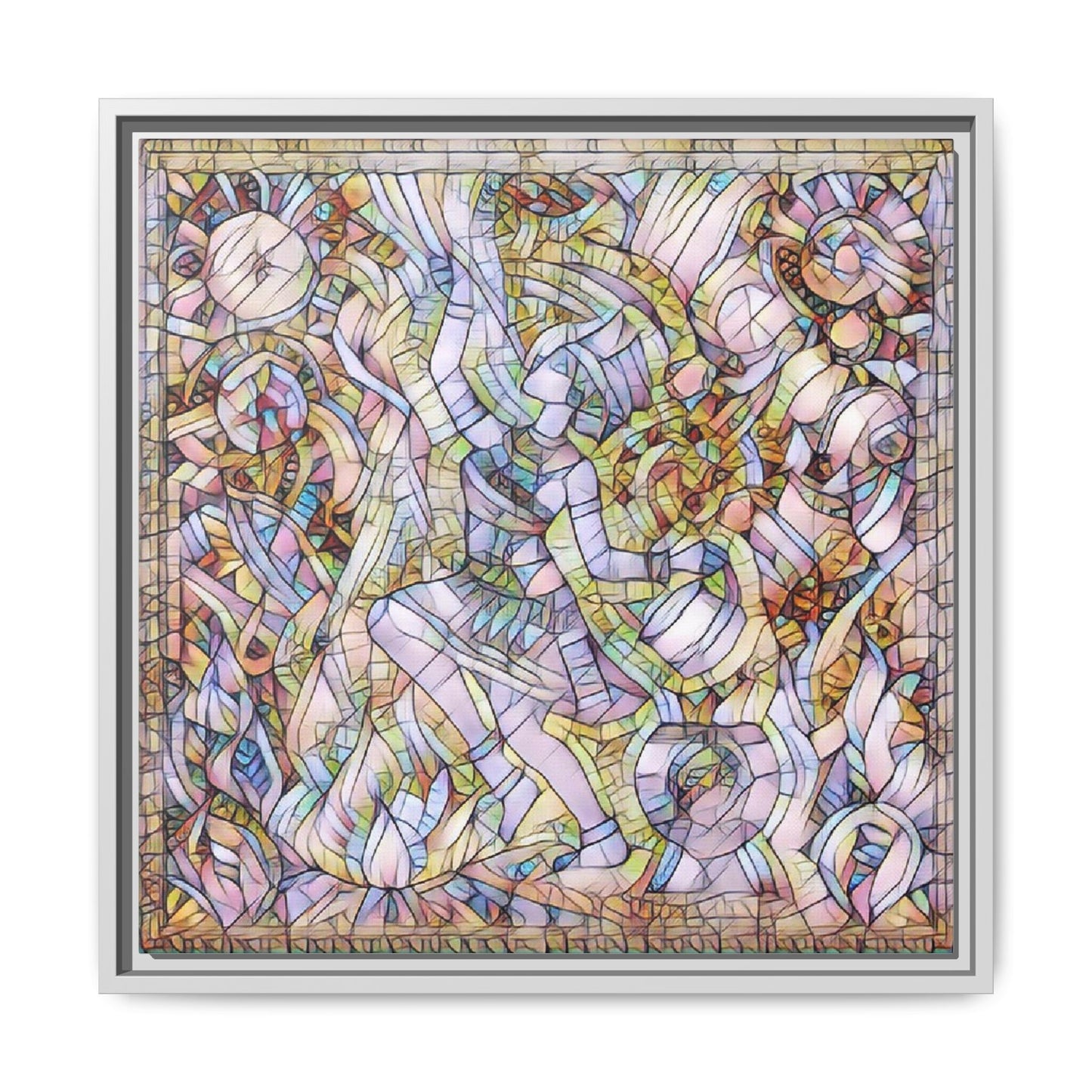Abstract Stained Glass Dance Matte Framed Canvas