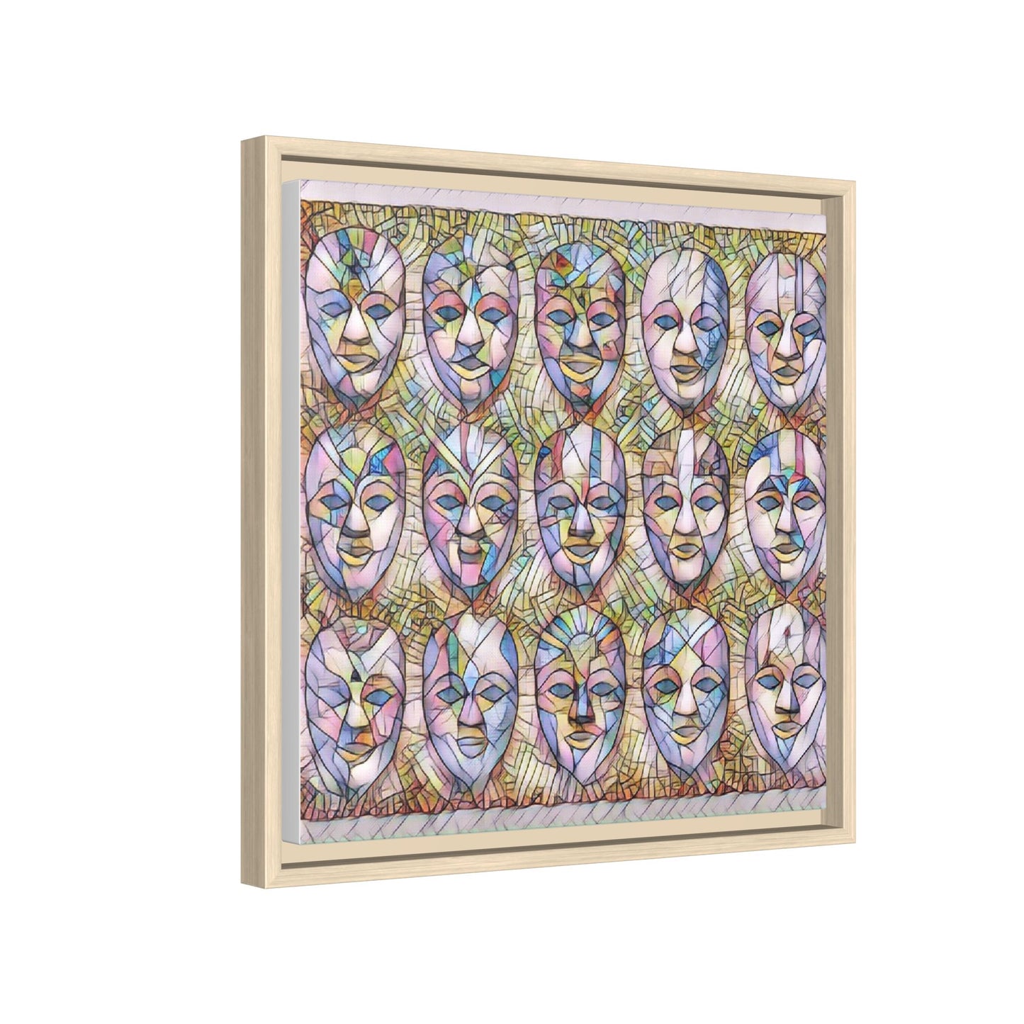Abstract Mask Art Matte Canvas Print — Framed Multicolor Wall Art