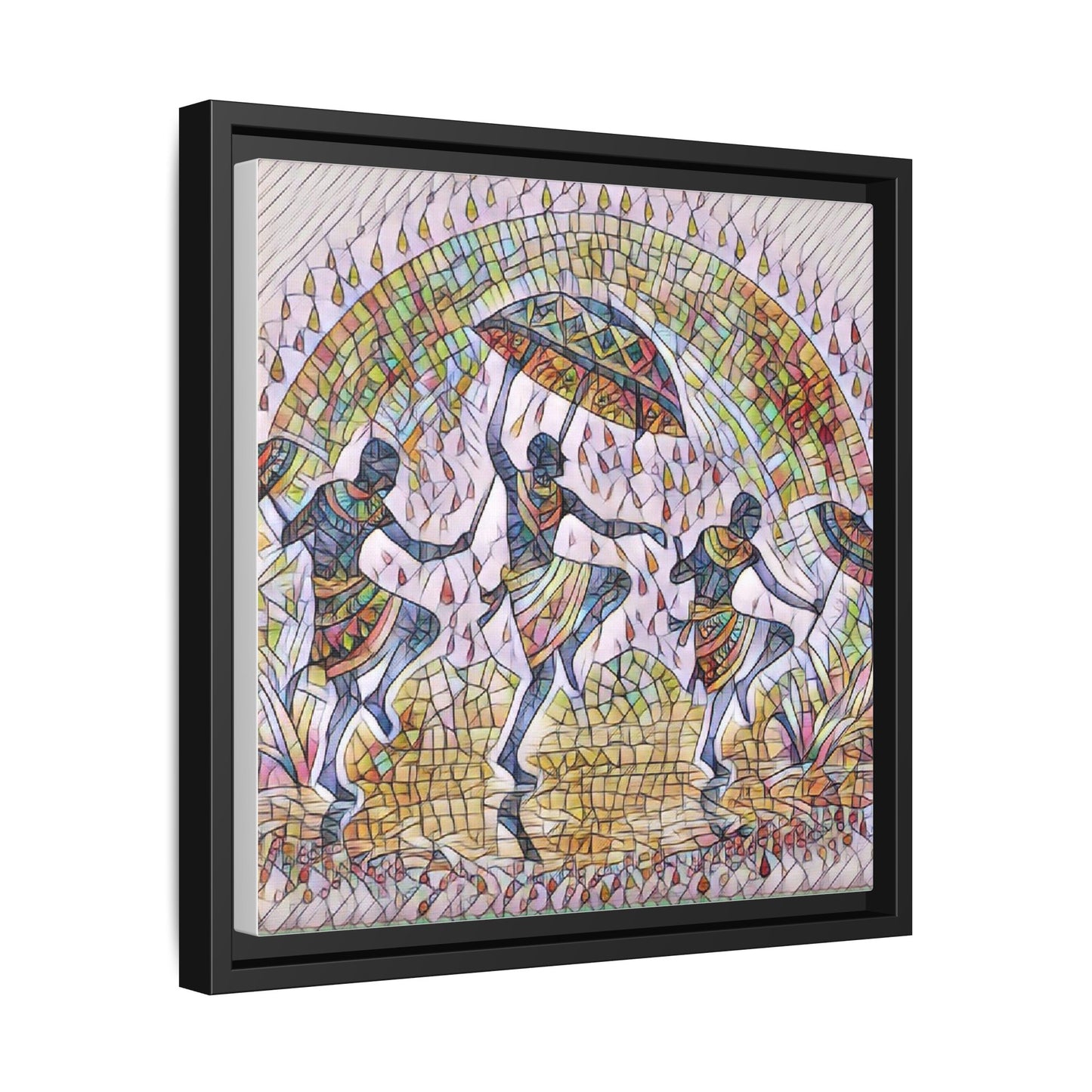Framed Canvas Art — Colorful African Dance Mosaic