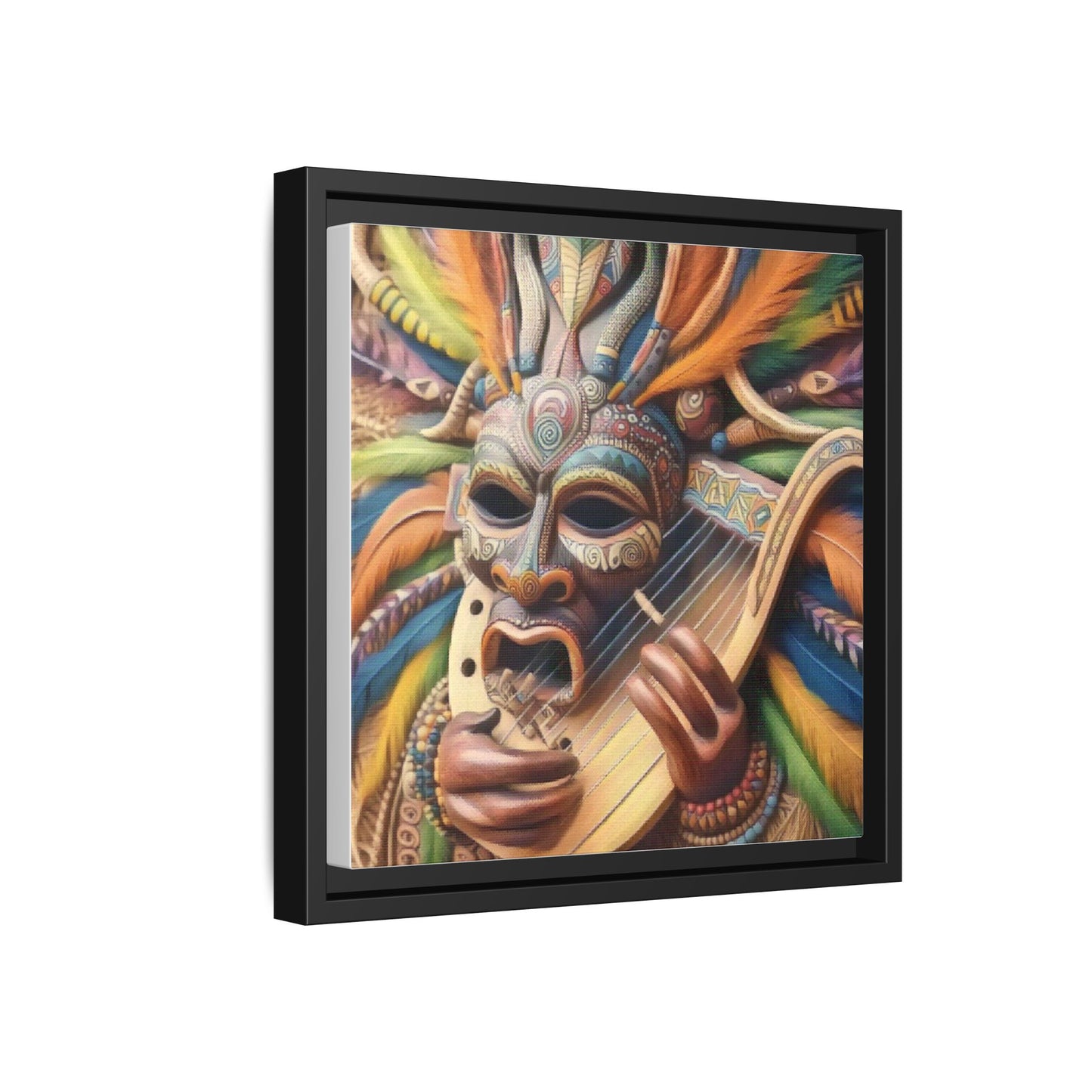Colorful Tribal Mask Canvas — Framed Matte Wall Art