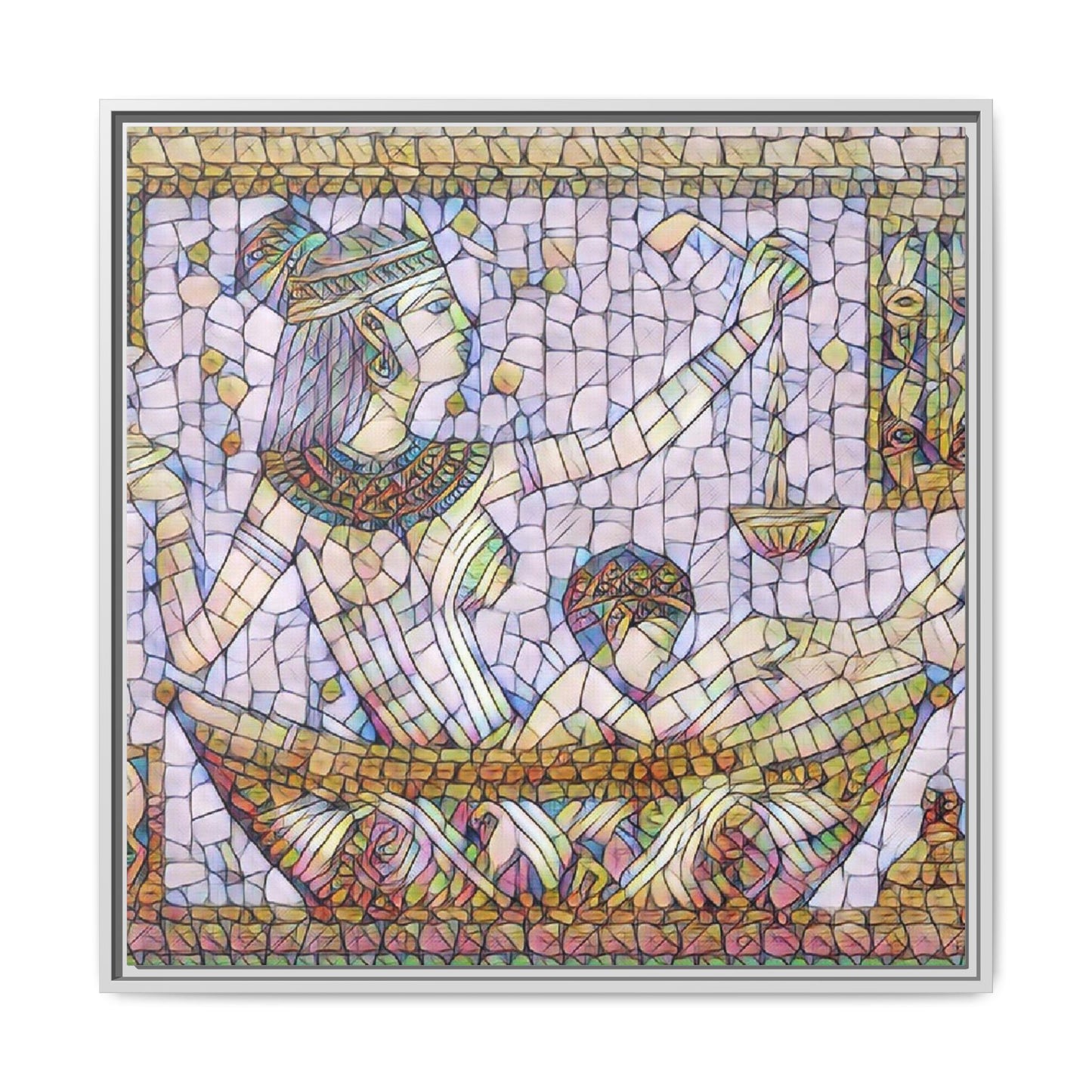 Egyptian Mosaic Goddess Matte Canvas Print (Framed)