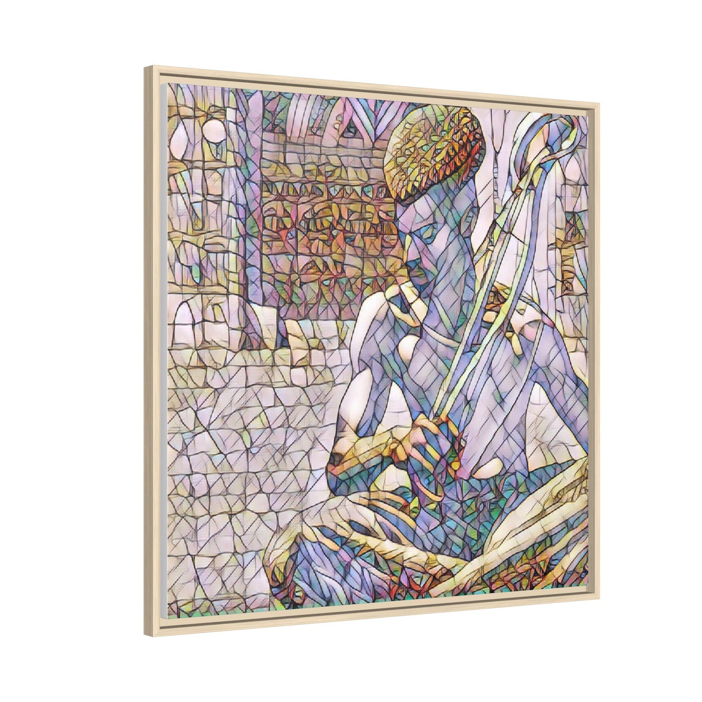 Framed Matte Canvas Art – Stained-Glass Style Musician Print