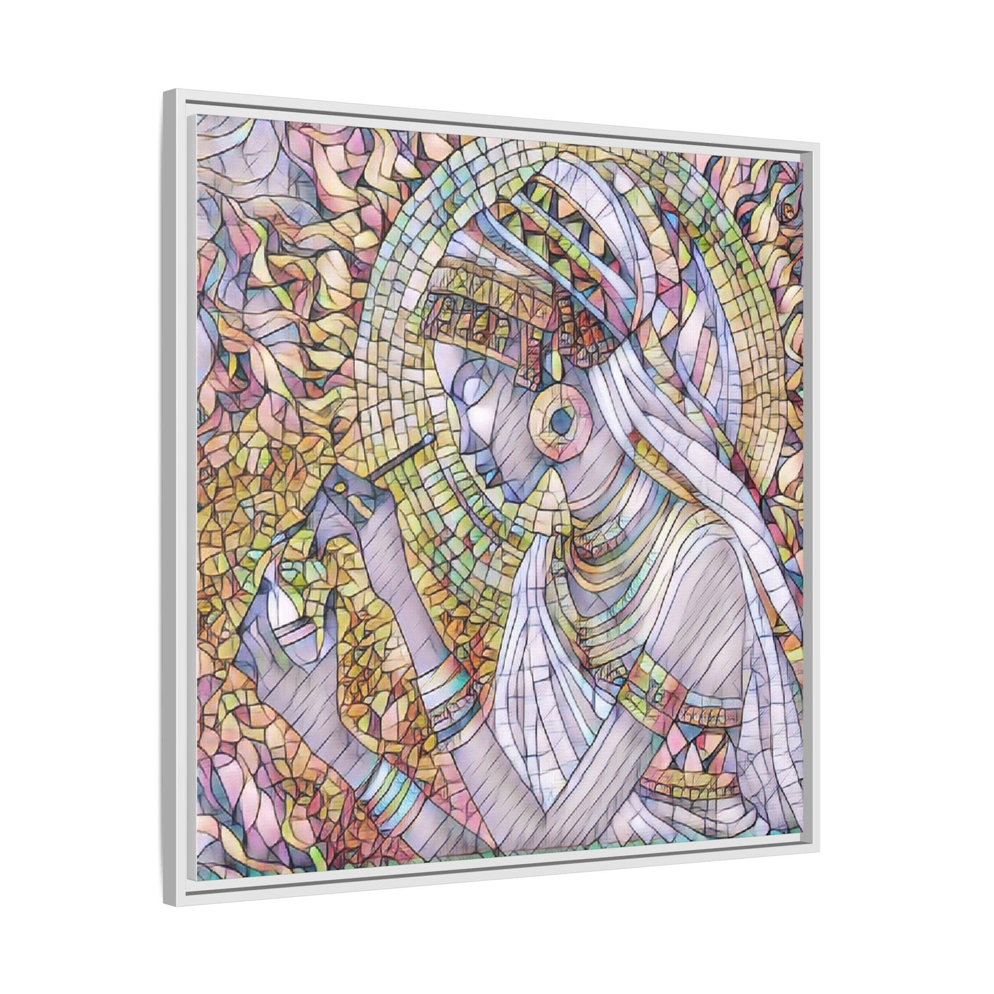 Egyptian Goddess Stained-Glass Matte Canvas (Framed)