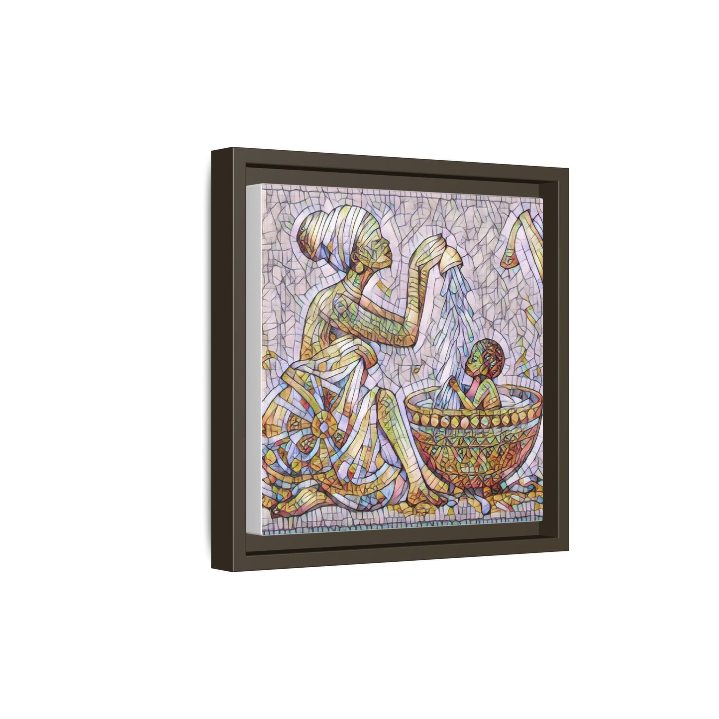 African Mother and Child Mosaic Matte Canvas (Framed)