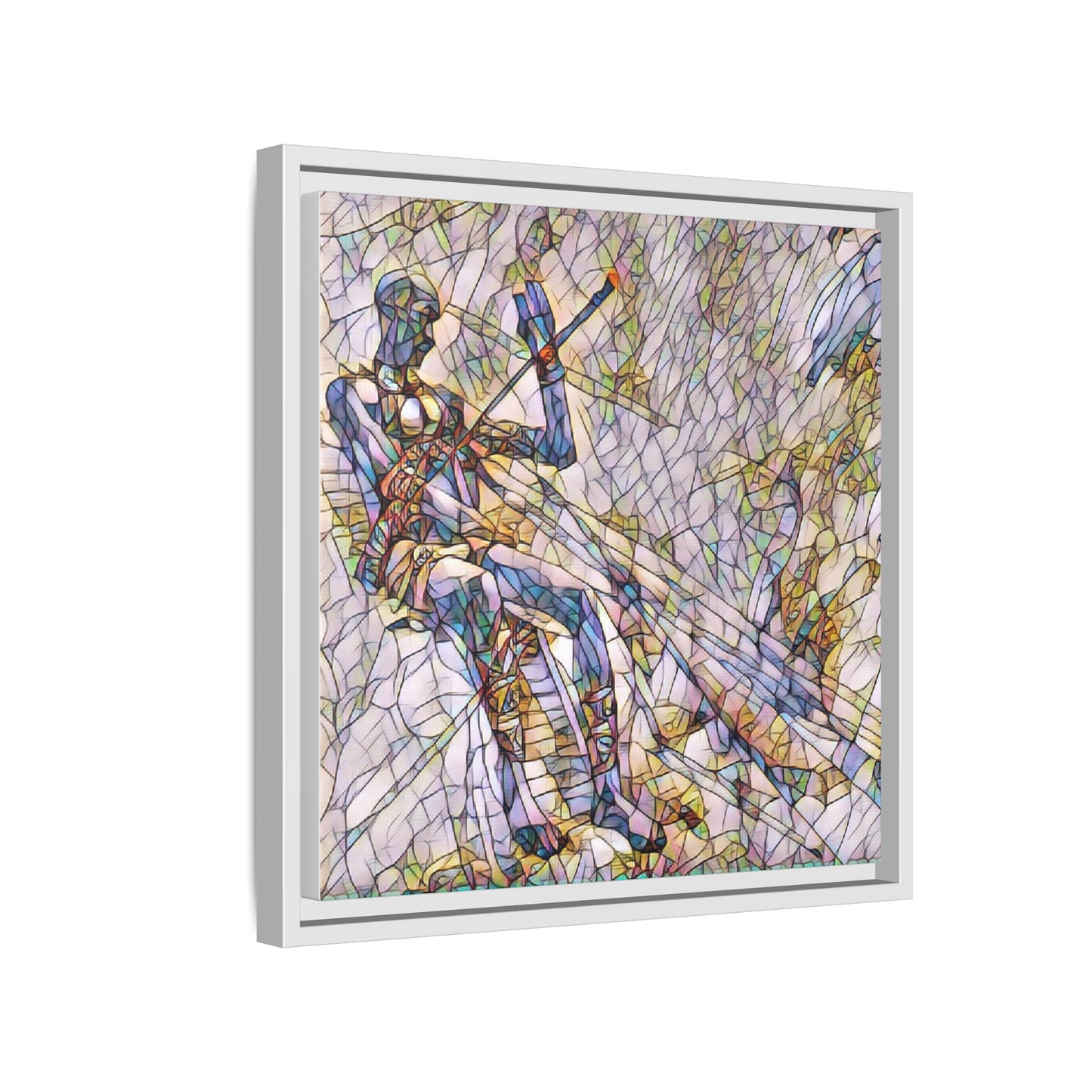 Abstract Stained-Glass Warrior Framed Canvas