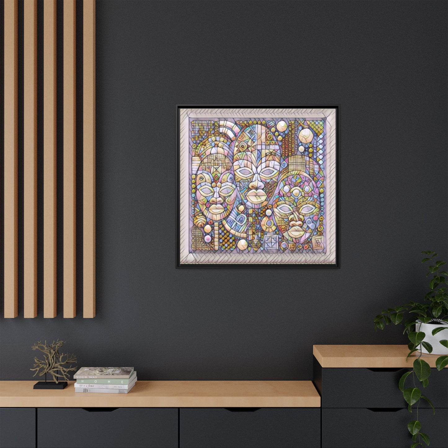 Abstract African Mask Art — Framed Matte Canvas Wall Art