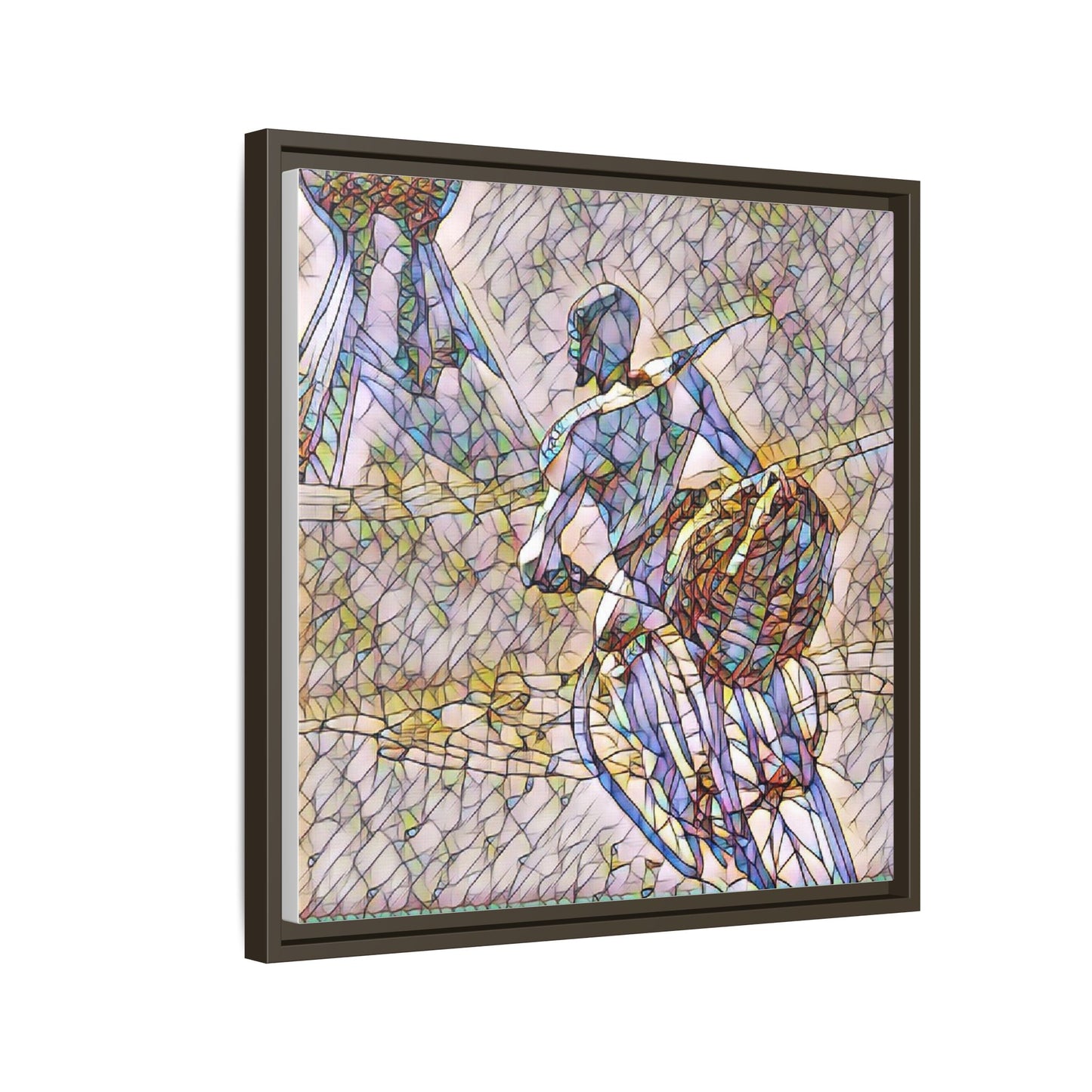 Abstract Stained-Glass Warrior Matte Framed Canvas