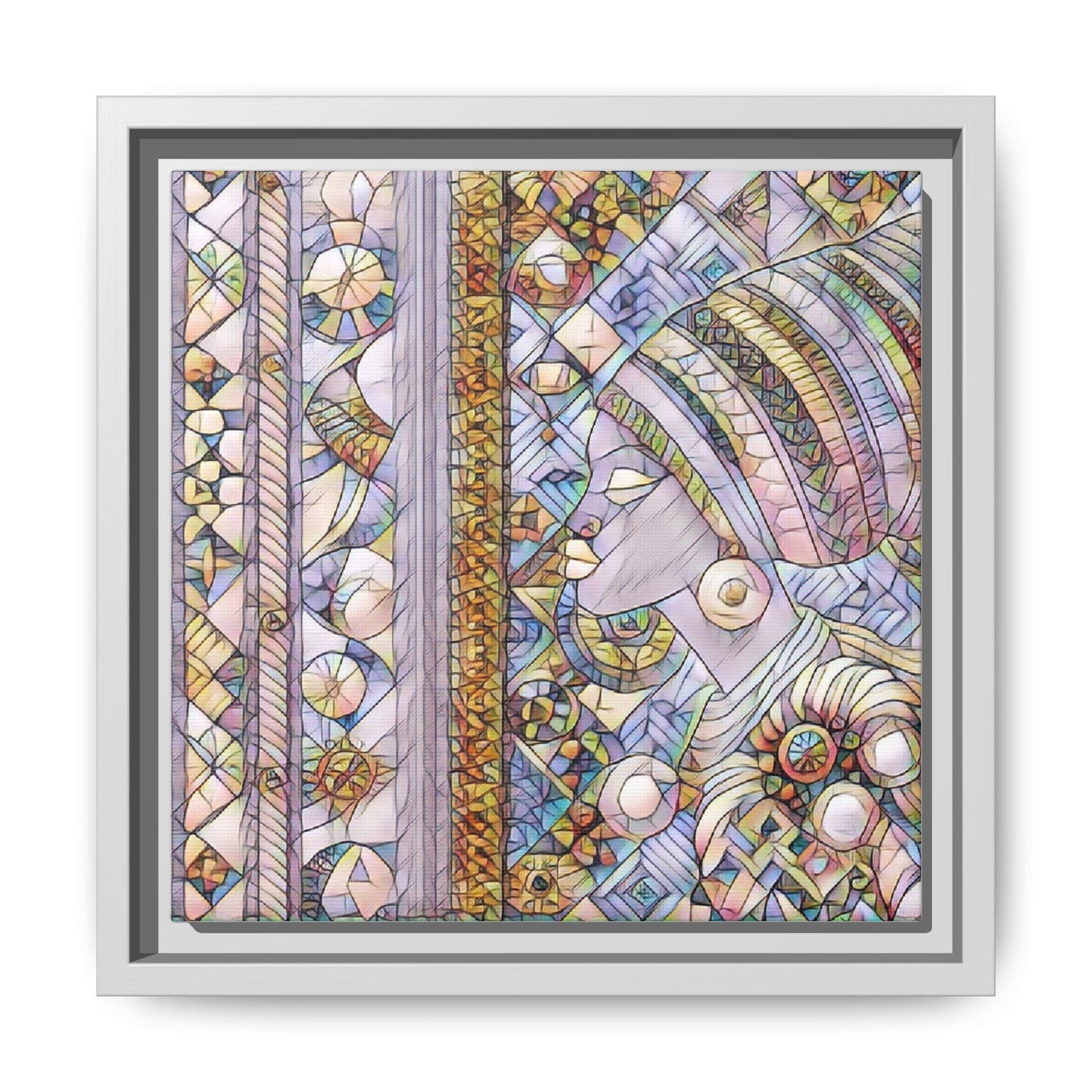 Afrocentric Stained-Glass Portrait Matte Framed Canvas
