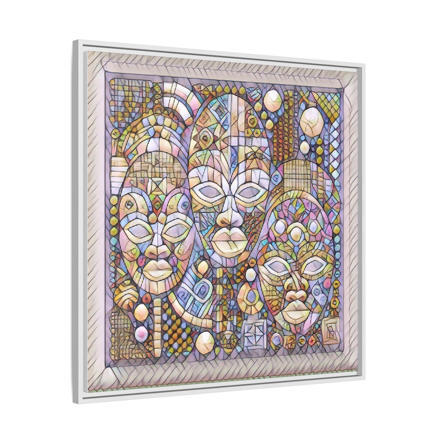 Abstract African Mask Art — Framed Matte Canvas Wall Art