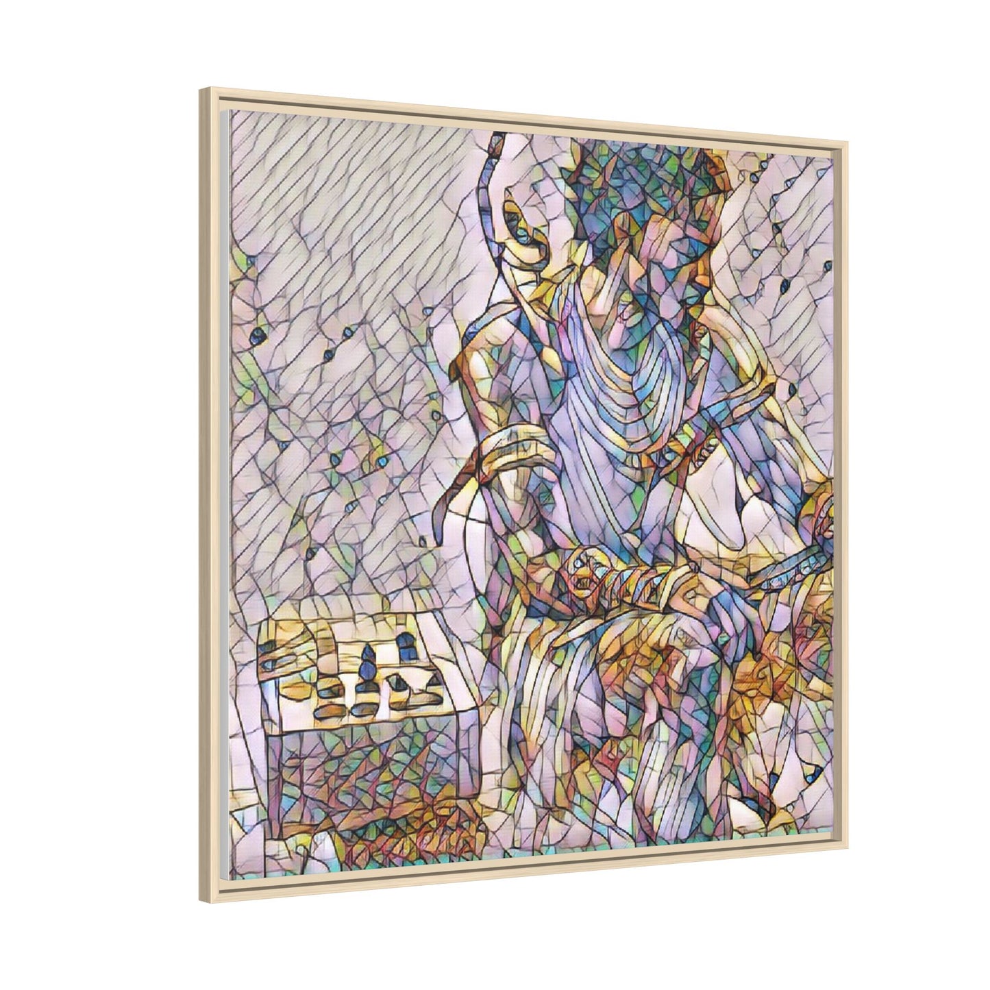 Framed Matte Canvas Art — Abstract Stained-Glass Chess Player