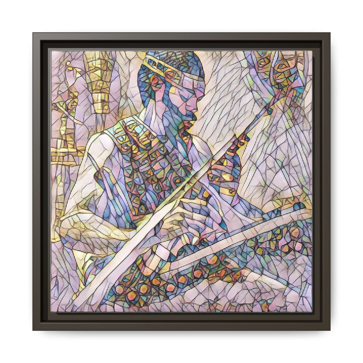 Framed Matte Canvas — Abstract Musician Stained-Glass Art Print