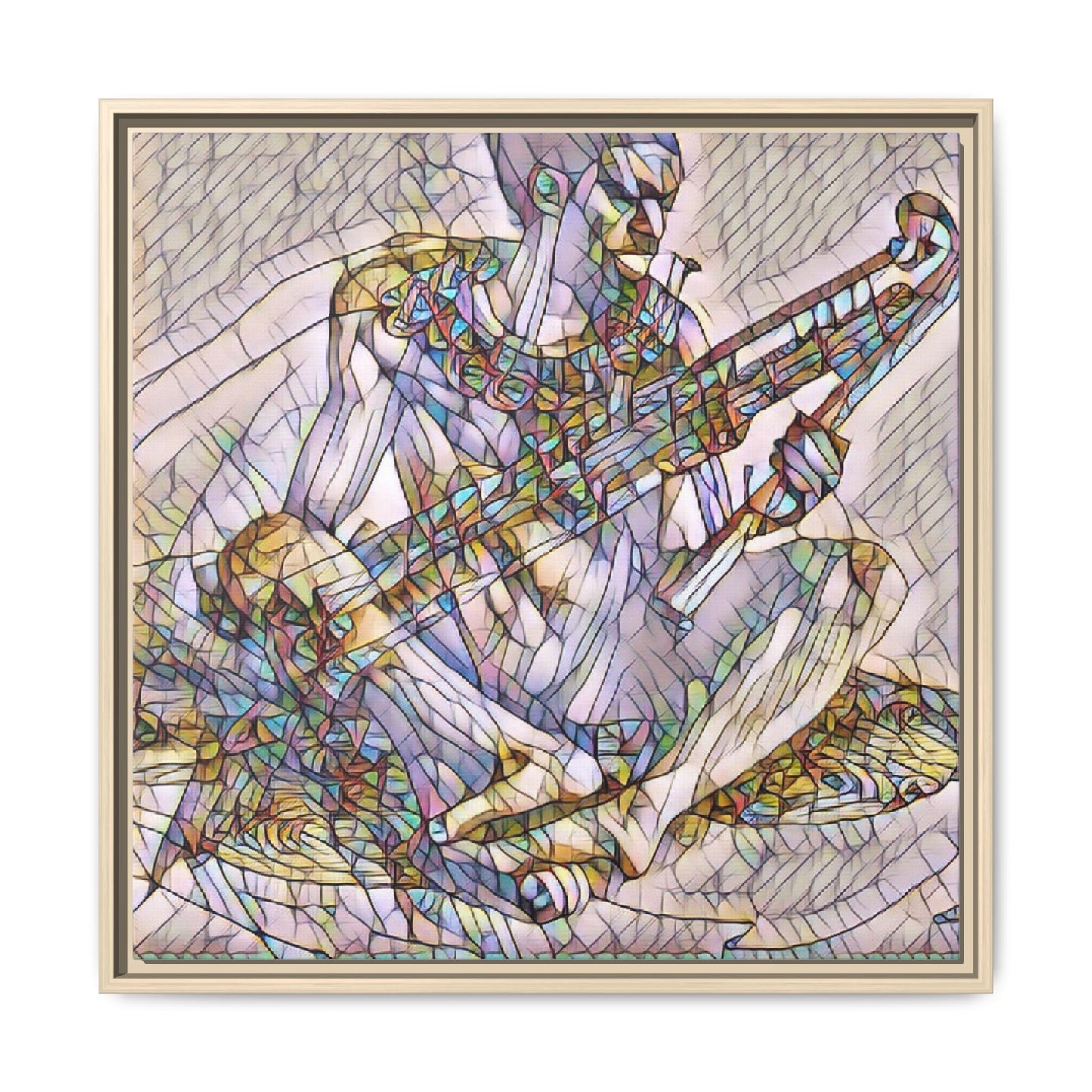Framed Abstract Musician Canvas Art — Multicolor Modern Wall Decor