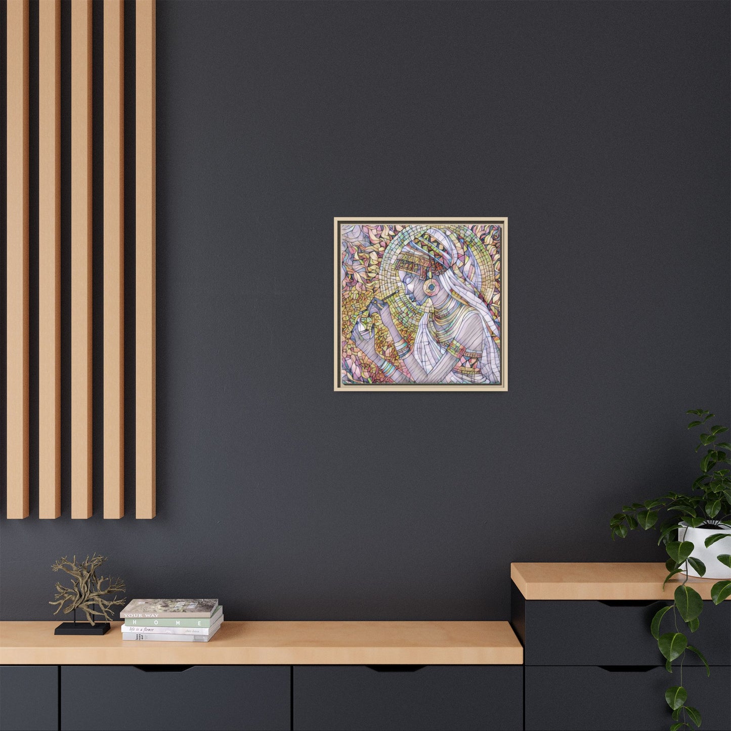 Egyptian Goddess Stained-Glass Matte Canvas (Framed)