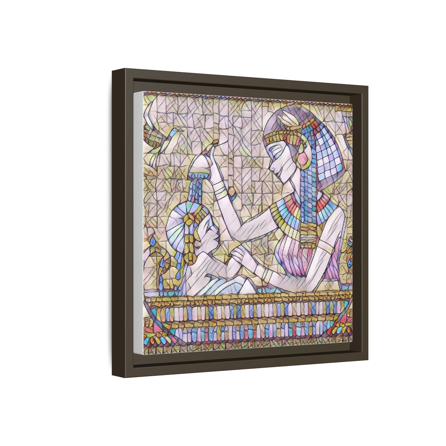Egyptian Mosaic Mother & Child Framed Matte Canvas