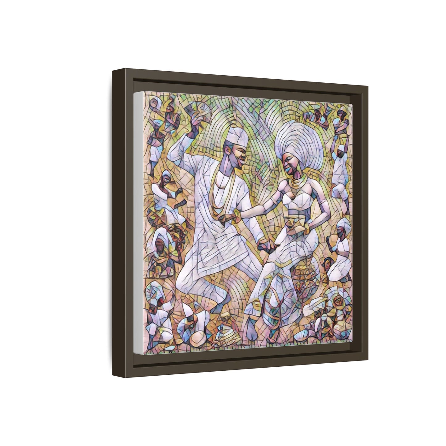 Afrobeat Celebration Matte Framed Canvas — Vibrant Dancers Wall Art