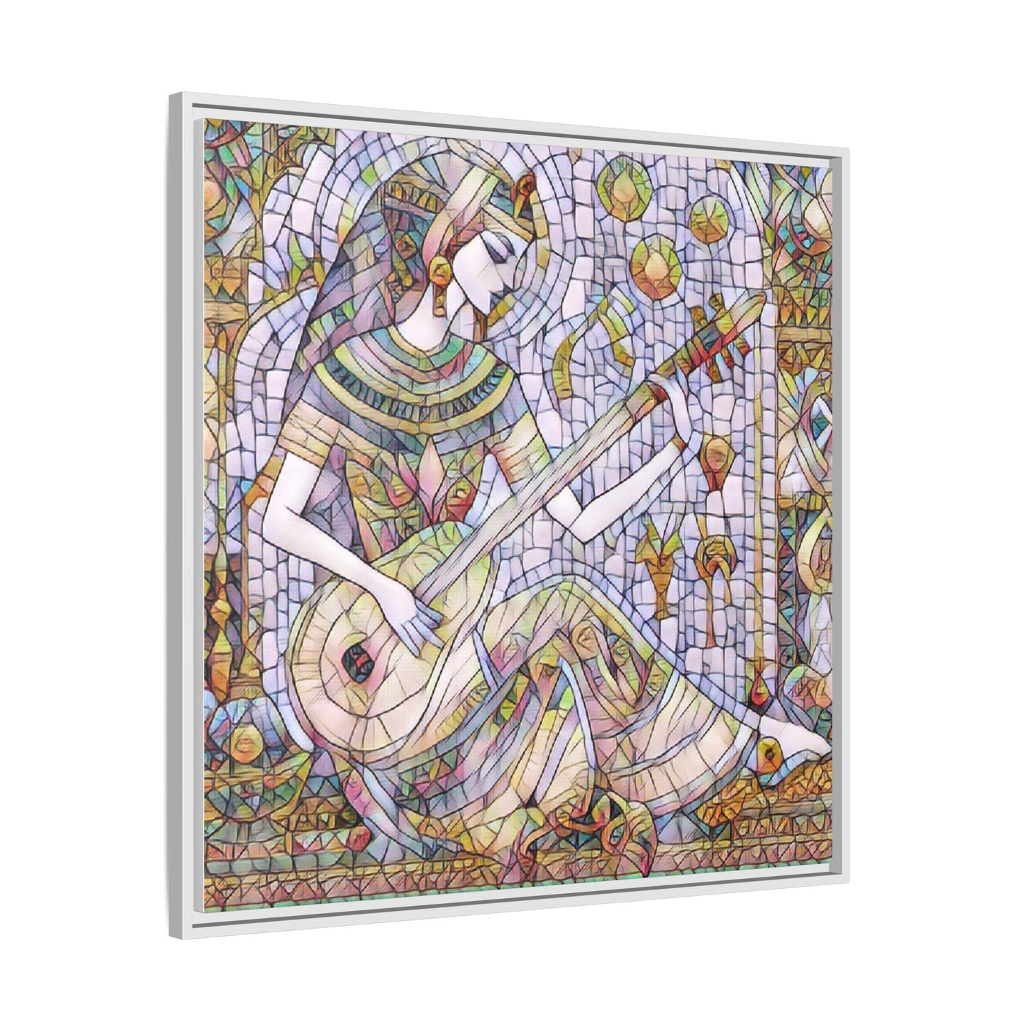 Egyptian Muse Mosaic Matte Canvas Framed Wall Art
