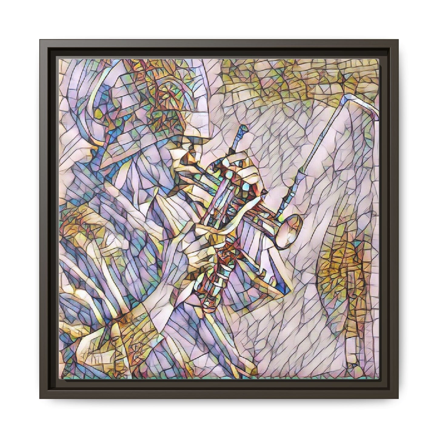 Framed Abstract Trumpet Player Matte Canvas Art