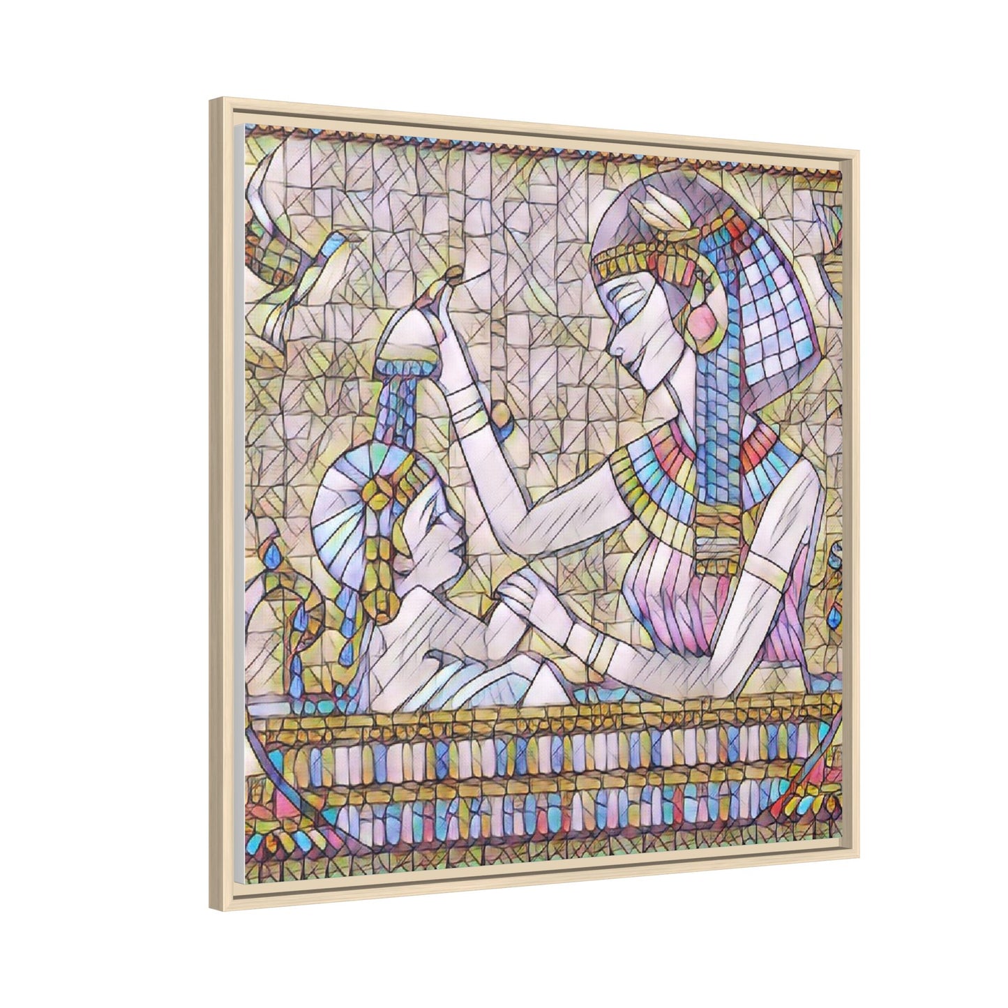 Egyptian Mosaic Mother & Child Framed Matte Canvas