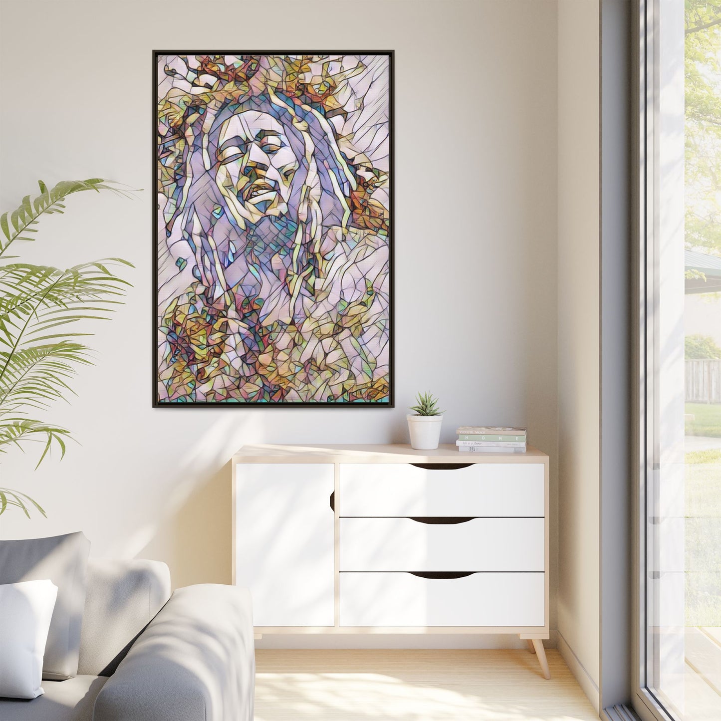 Abstract Multicolor Portrait Matte Canvas Framed Wall Art